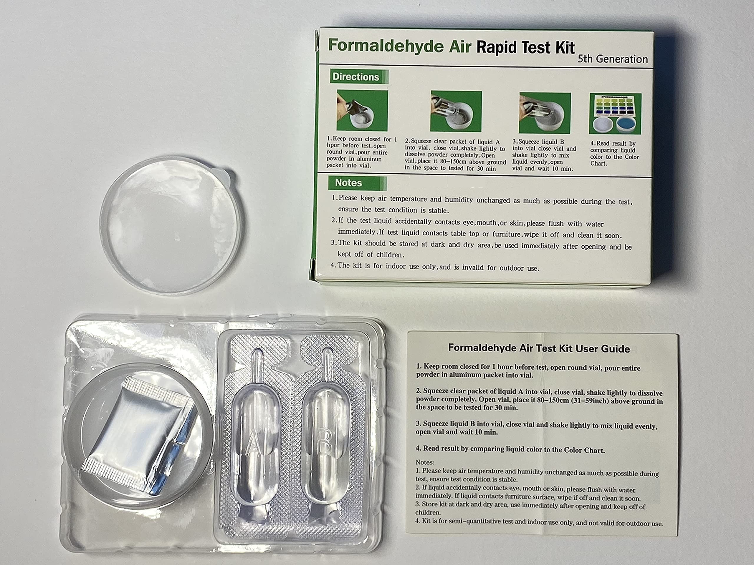 Formaldehyde Air Test Kit (Pack of 2) - 5th Generation Rapid Detection for Indoor Air Quality | DIY Home & Office Safety Testing