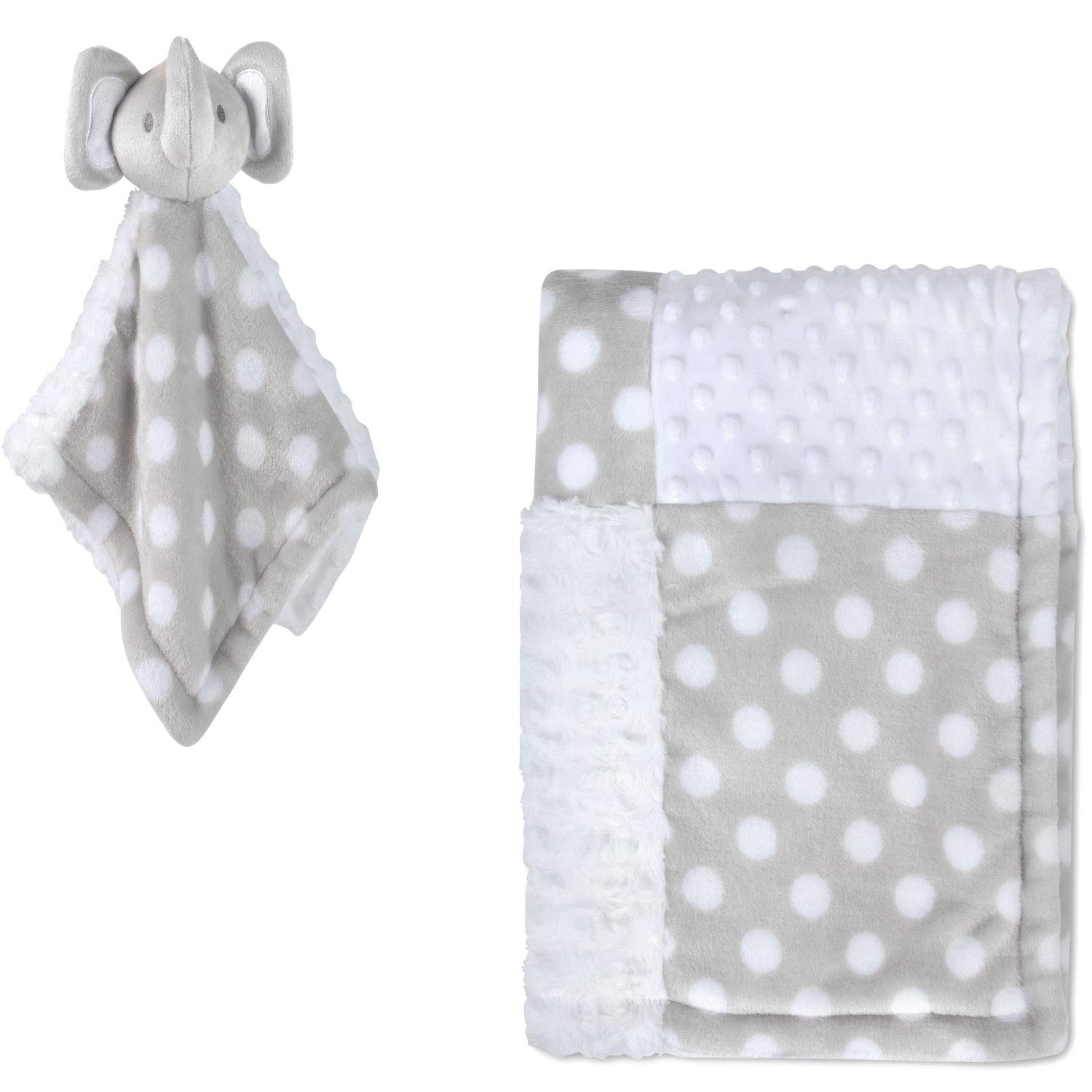 Soft Baby Blanket & Stuffed Animal Lovey Set - Grey Elephant for Boys & Girls | Nursery & Travel