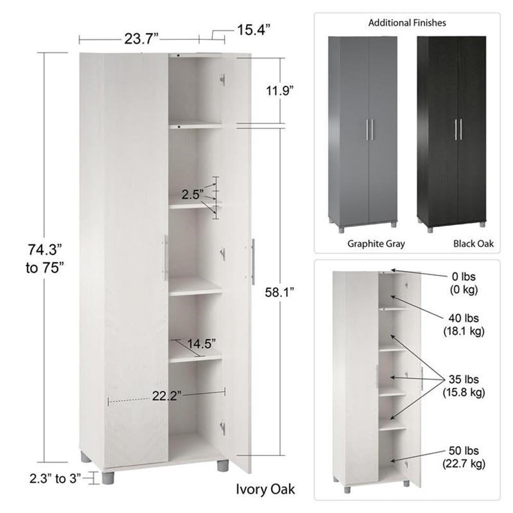 Systembuild Evolution Camberly 24-Inch Utility Storage Cabinet in Graphite Gray - Perfect for Garage, Basement, or Workshop Organization