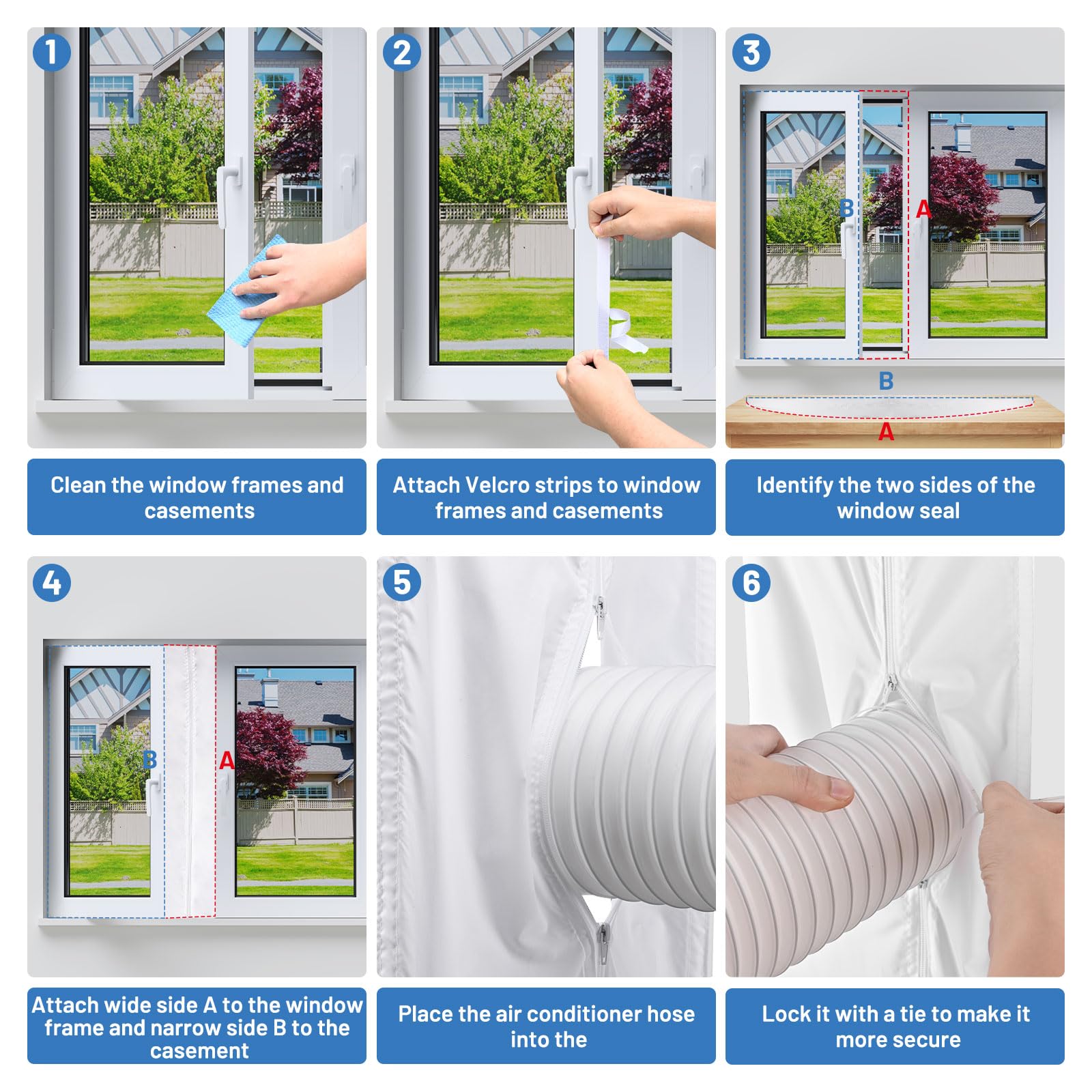 400cm Universal Window Seal Kit for Mobile Air Conditioners & Tumble Dryers - AC Exhaust Hose Extension with Casement Window Adapter for Portable Cooling & Ventilation (Perfect for Bedrooms, Apartments & Small Spaces)