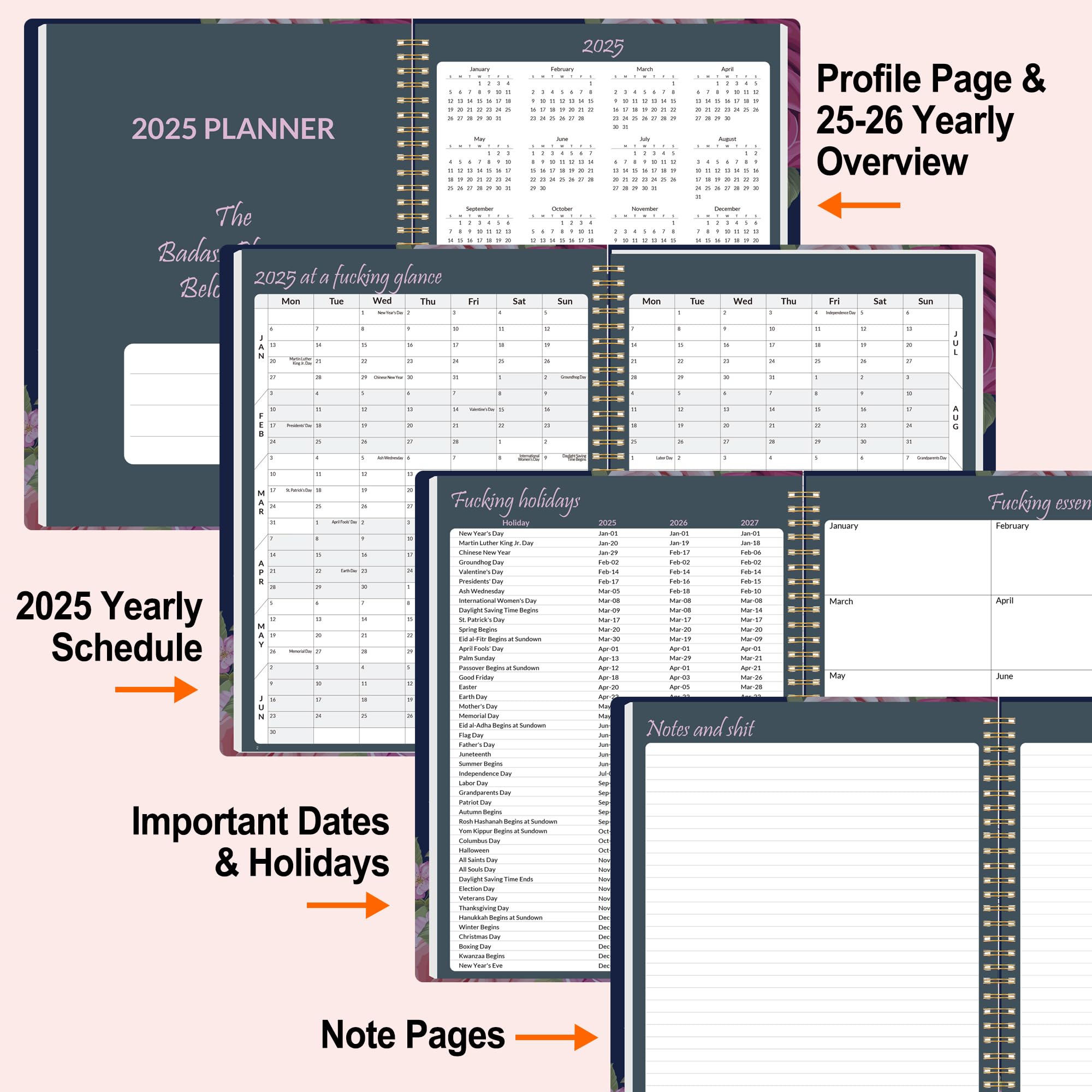 2025 Fuck It Planner - 12-Month Weekly Organizer for Stressed Women (8.5x11