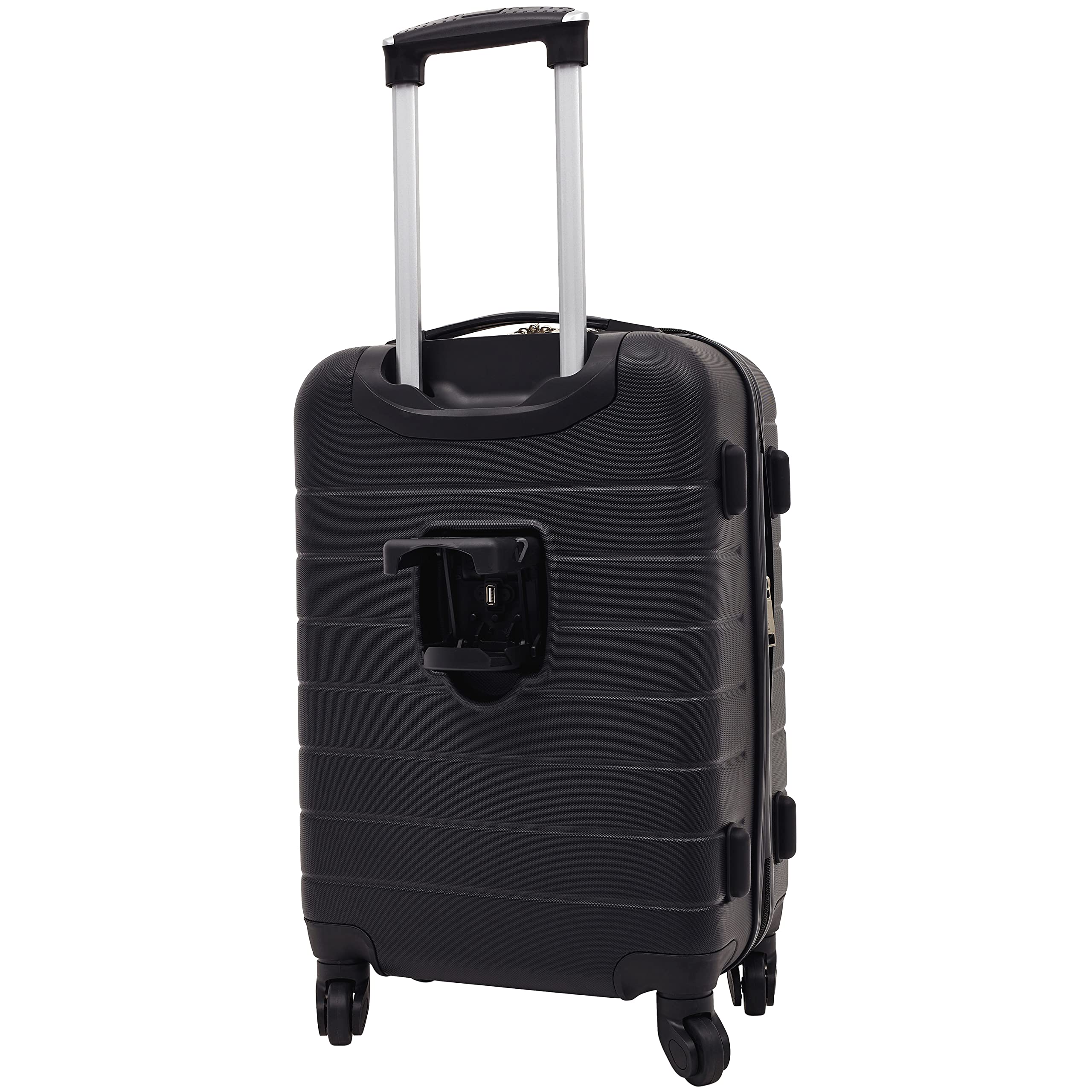 Wrangler Smart 2-Piece Luggage Set with Cup Holder, USB Charging Port & Phone Holder - Black | Perfect for Air Travel, Business Trips & Weekend Getaways