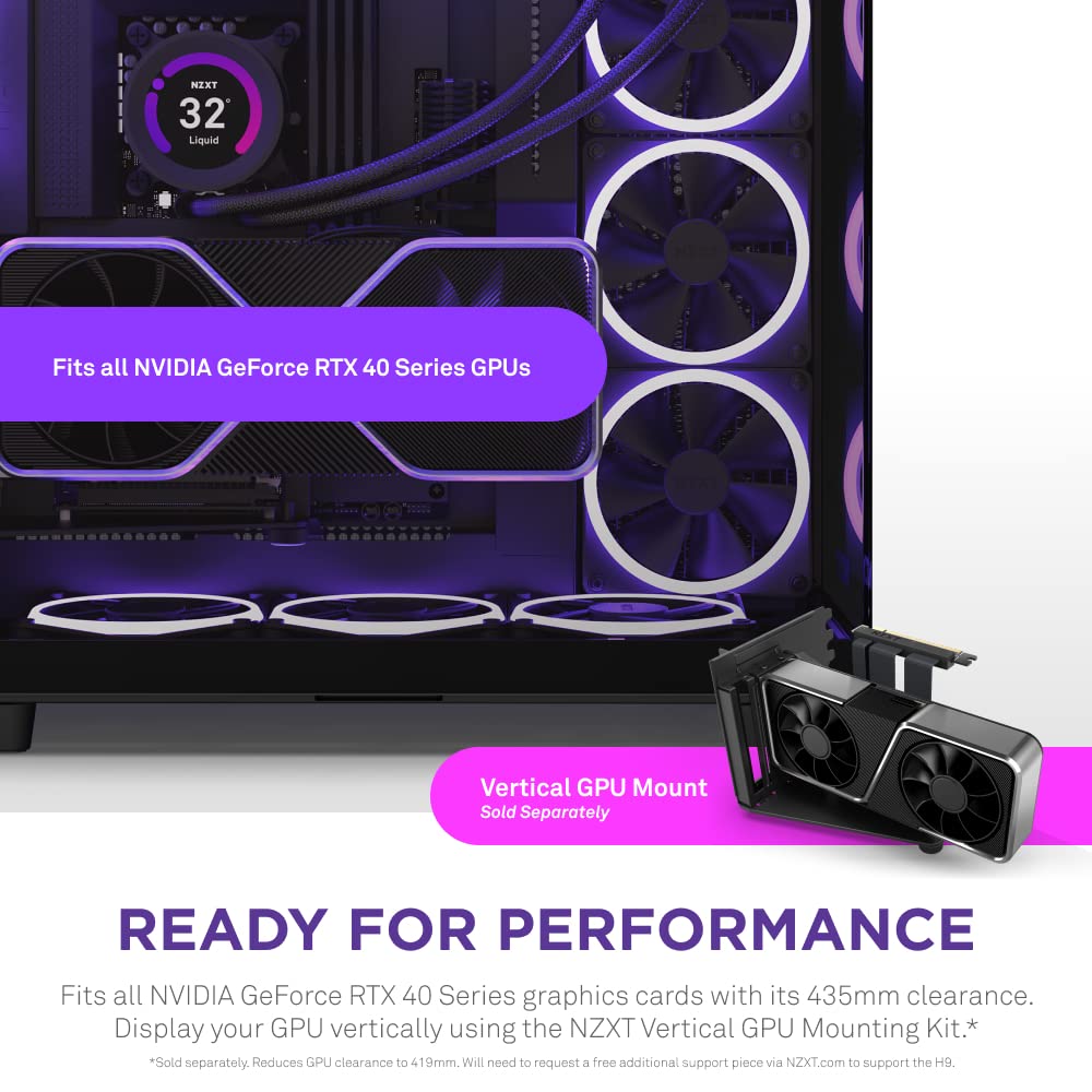 NZXT H9 Elite ATX Mid-Tower PC Gaming Case - 3 x 120mm RGB Fans with Controller - Tempered Glass Panels - 360mm Radiator Support - Cable Management System - Black | Perfect for High-Performance Gaming Rigs & Custom Water Cooling Builds