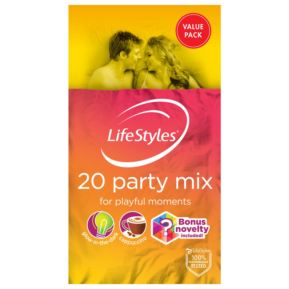 Ansell LifeStyles Party Mix Latex Condoms - 36 Count Variety Pack | Ultra Thin, Ribbed & Flavored Condoms for Enhanced Pleasure & Protection | Perfect for Couples, Parties & Safe Intimacy