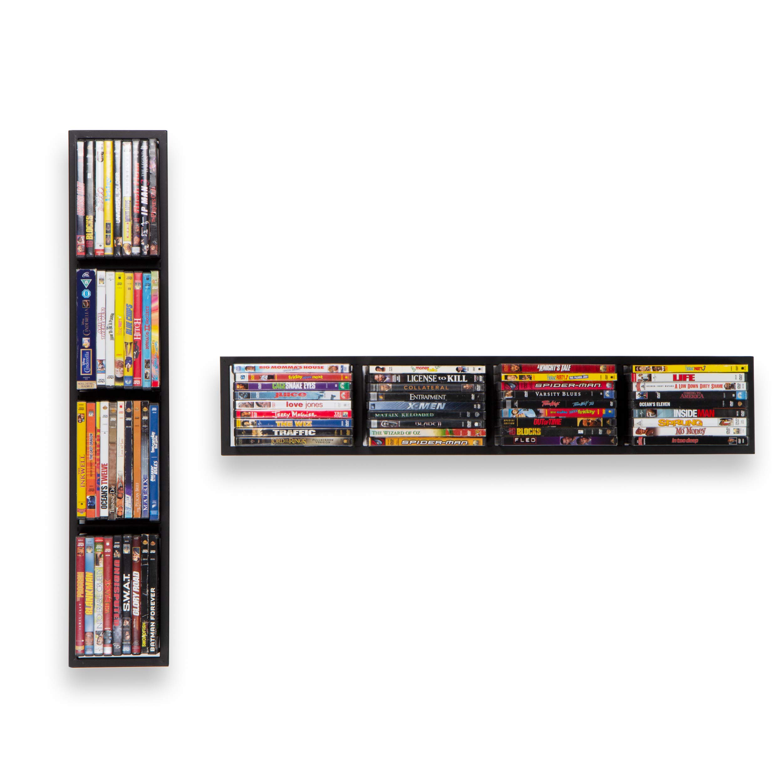 YouHaveSpace 34 Inch Wall Mounted CD DVD Storage Shelf - Metal Black Media Organizer for Movies, Games & Collectibles - Perfect for Living Room, Home Theater & Office Organization