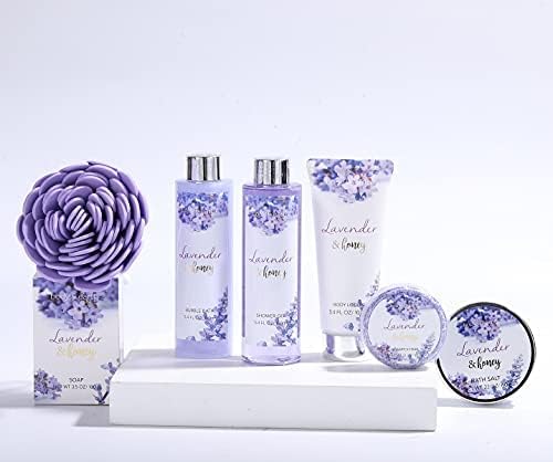 Lavender Bath Gift Set for Women - 8 Piece Spa Set with Shower Gel & Bubble Bath | Relaxing Self Care, Birthday, Valentine's Day Gifts for Her | Perfect for Stress Relief & Home Spa Nights