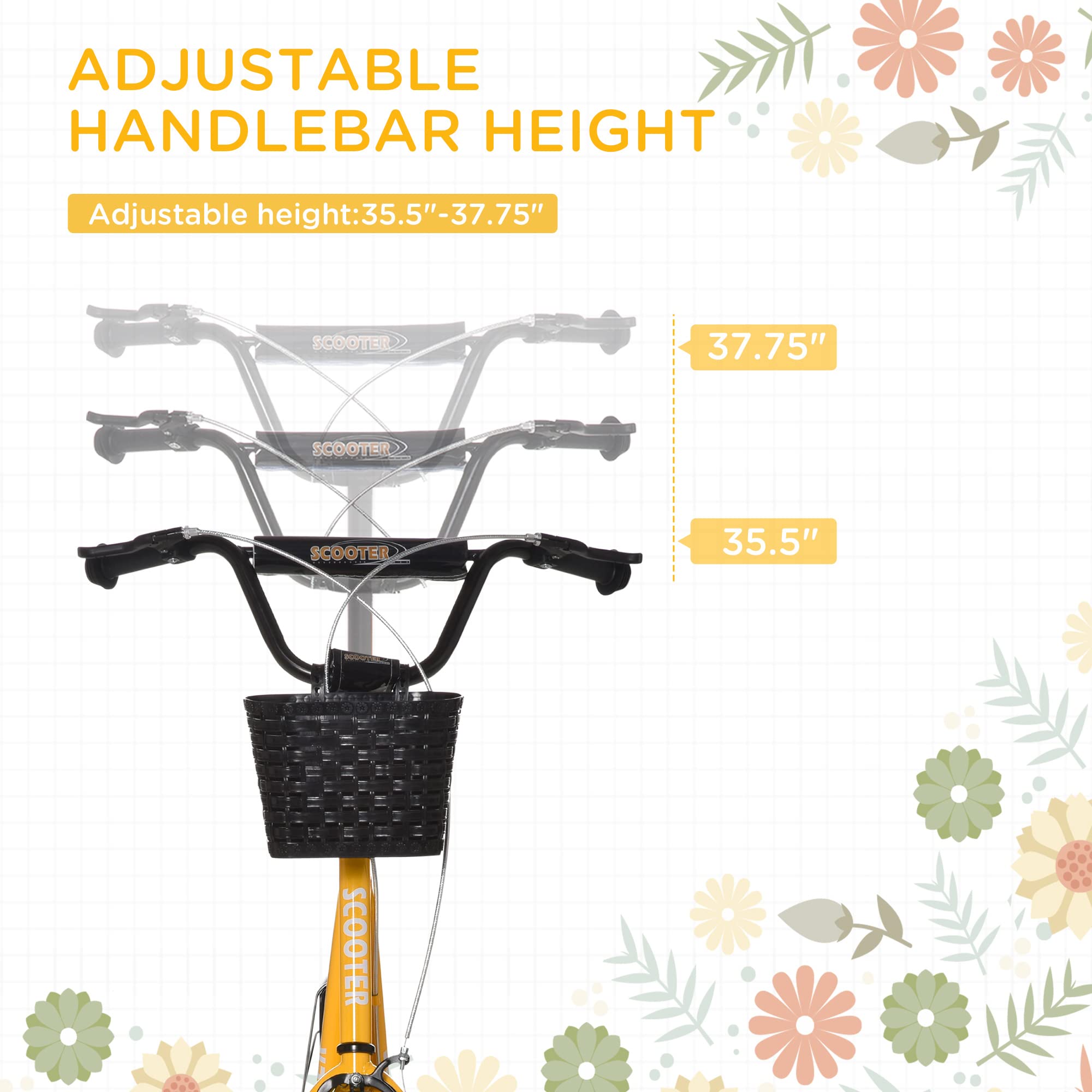 **Aosom Adjustable Youth Kick Scooter with Double Brakes, 16