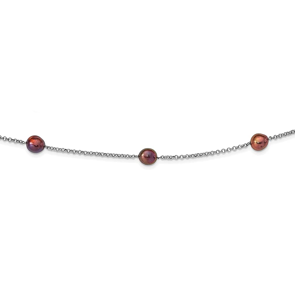 925 Sterling Silver 9mm Black Baroque Freshwater Cultured Pearl 7-Star Necklace Pendant Charm - Elegant Fine Jewelry for Women, Perfect Gift for Her - Ideal for Weddings, Parties & Special Occasions