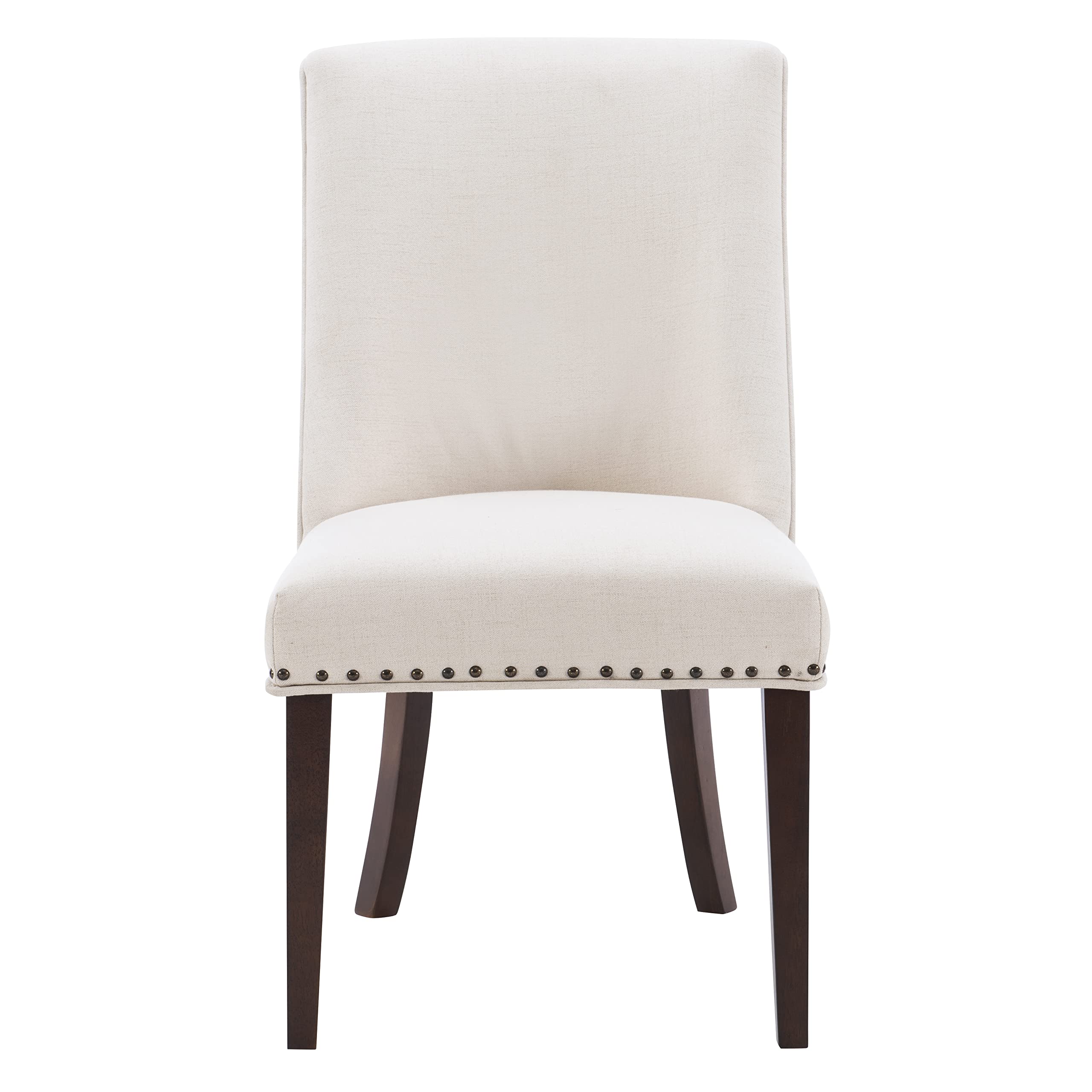Powell Parnell Dining Chair Set of 2 - Natural/Espresso Upholstered Side Chairs for Kitchen, Dining Room & Office | Modern Comfort Seating for Home Decor