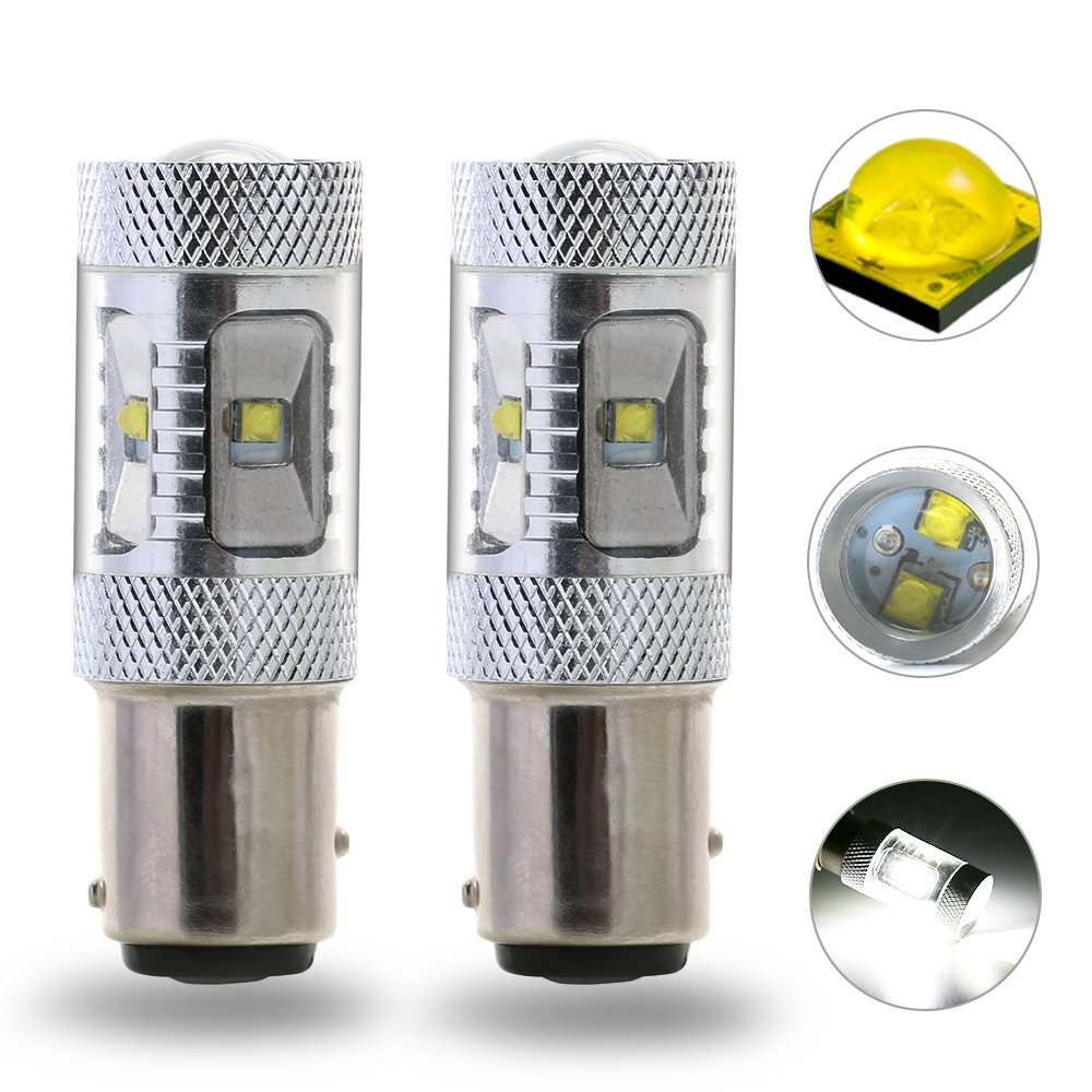 RCJ 1157 BAY15D P21/5W Cree LED Car Bulb - Super Bright Turn Signal, Reverse & Brake Stop Tail Light - White (Pack of 2) - Perfect for Cars, Trucks, SUVs & Motorcycles