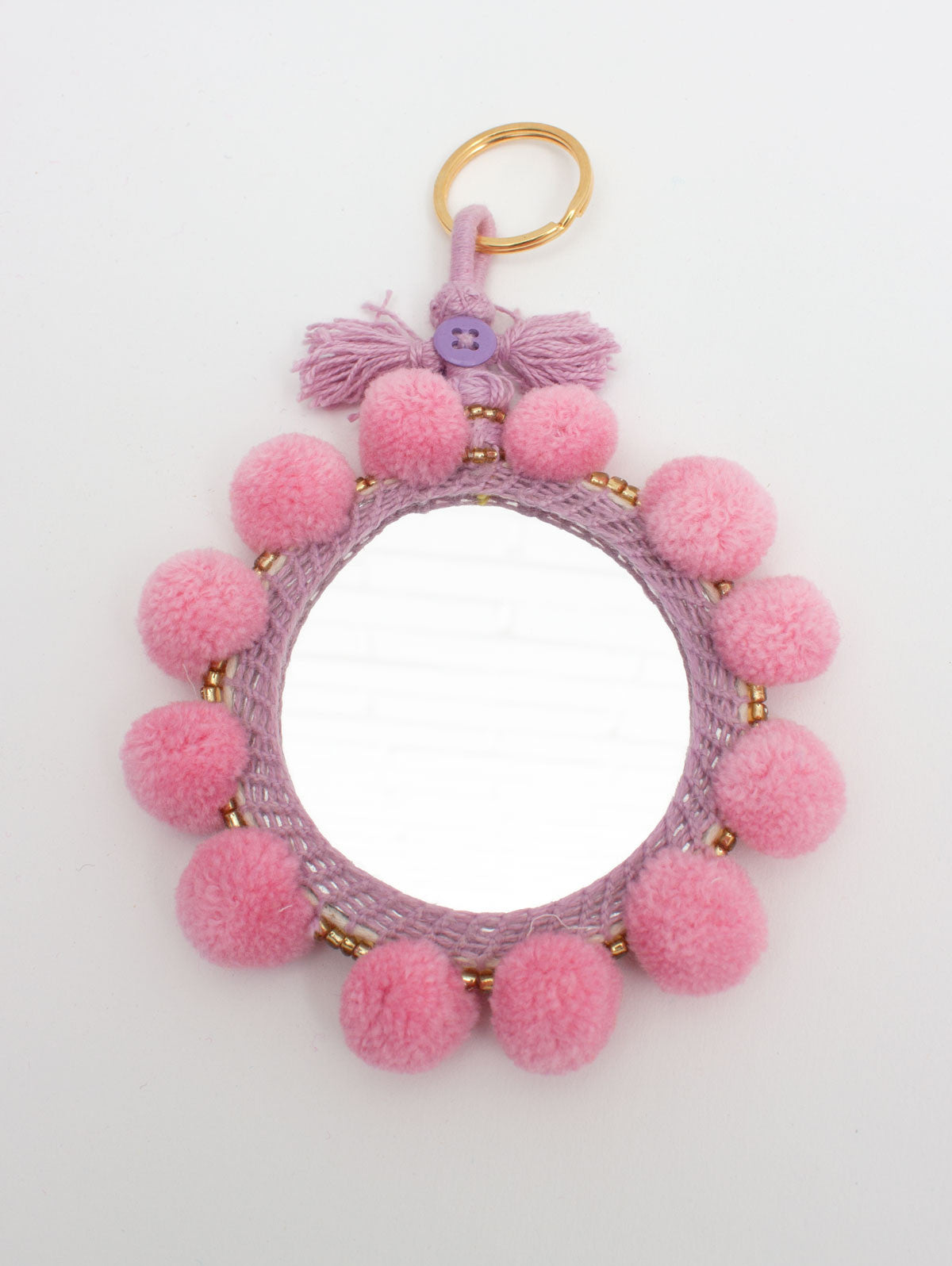 Super Soft Pom Pom Mirror Keychains - Large Size, Cute & Stylish Accessories for Women, Girls, Teens - Perfect for Handbags, Backpacks, Wallets & Key Organization