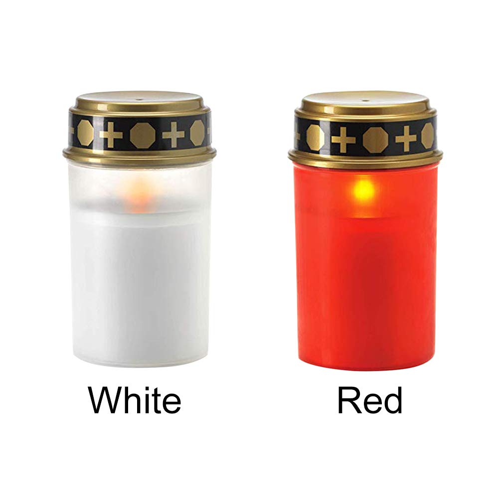 2 or 4 Pack Flameless LED Solar Candles - Waterproof Outdoor Memorial Lights for Graves, Cemetery Decorations - Safe Solar-Powered Tea Lights for Rituals, Funerals & Home Decoration - Energy Saving & Weather Resistant