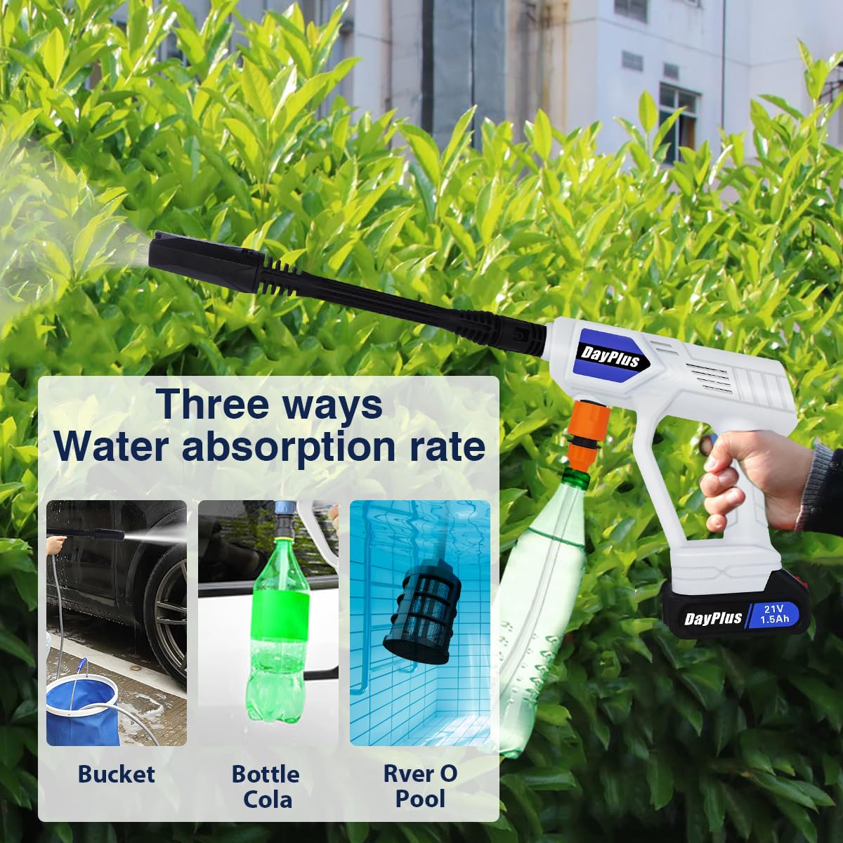Cordless High Pressure Washer - 435PSI Portable Power Washer with 2×1.5Ah Rechargeable Batteries & 6-in-1 Nozzles | Ideal for Car Washing, Home Cleaning, Patio, Fence, and Outdoor Furniture Maintenance