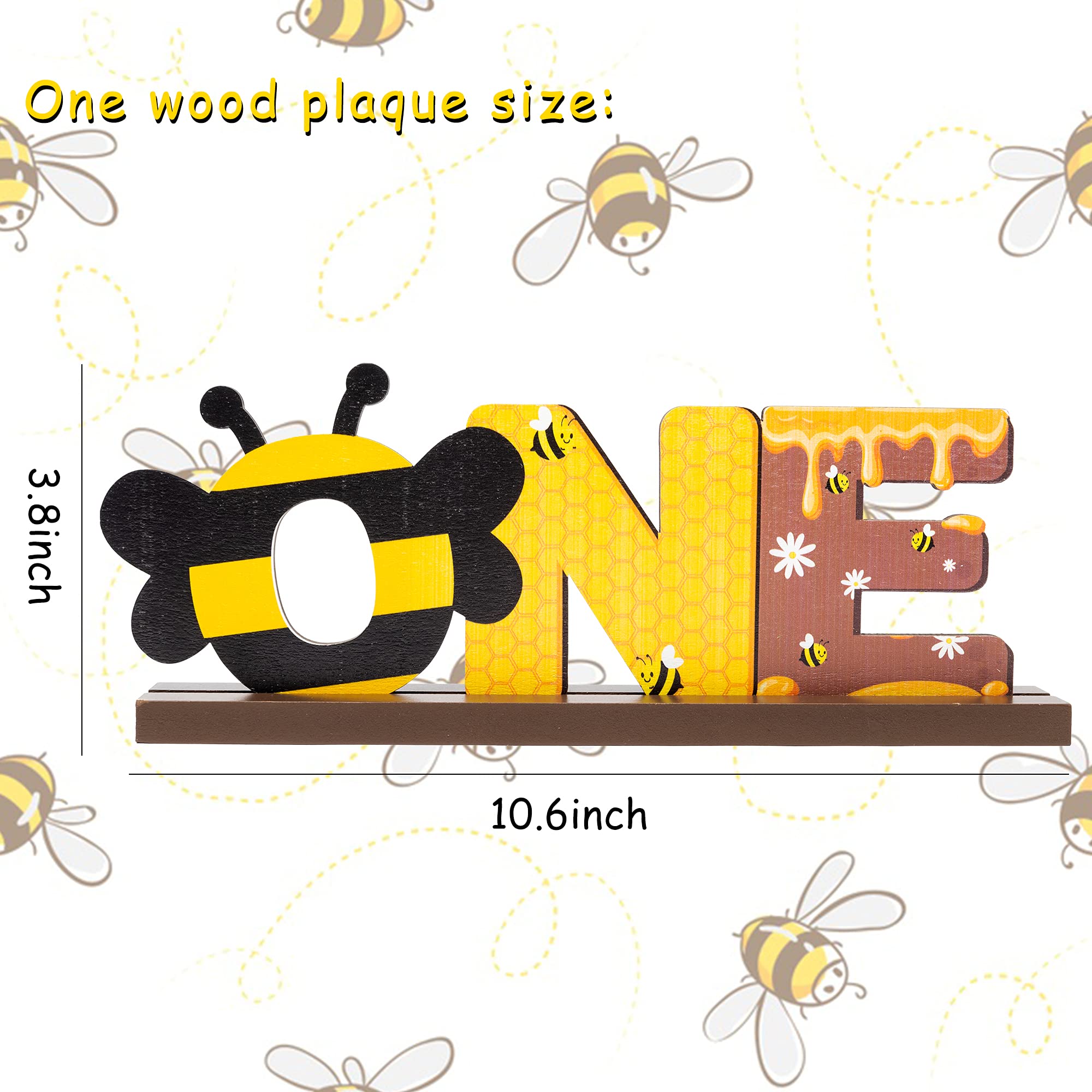 OSNIE Bumble Bee Wooden Letter Sign - Honey Bee Party Decor for Baby Boys & Girls - 1st Birthday Cake Smash Photo Props - Perfect for Baby Showers, Summer Parties & Milestone Celebrations