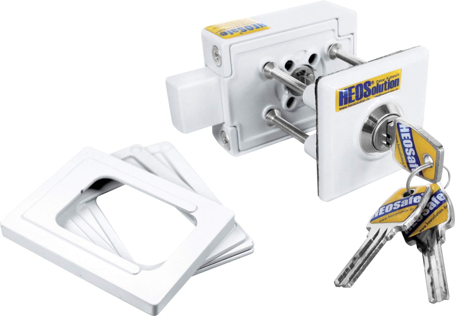 HEOSafe Additional Lock - Secure White Door Lock for Home, Office & Apartment - Perfect for Enhanced Safety & Privacy