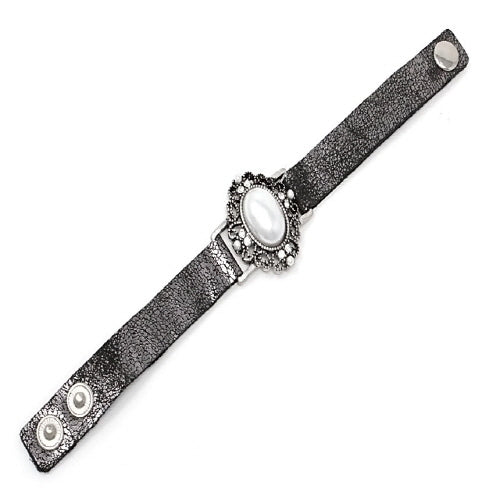 Bohemian Leather Bracelet with Silver Accents - Handmade Adjustable Bangle for Women, Boho Chic Jewelry for Casual & Festival Wear