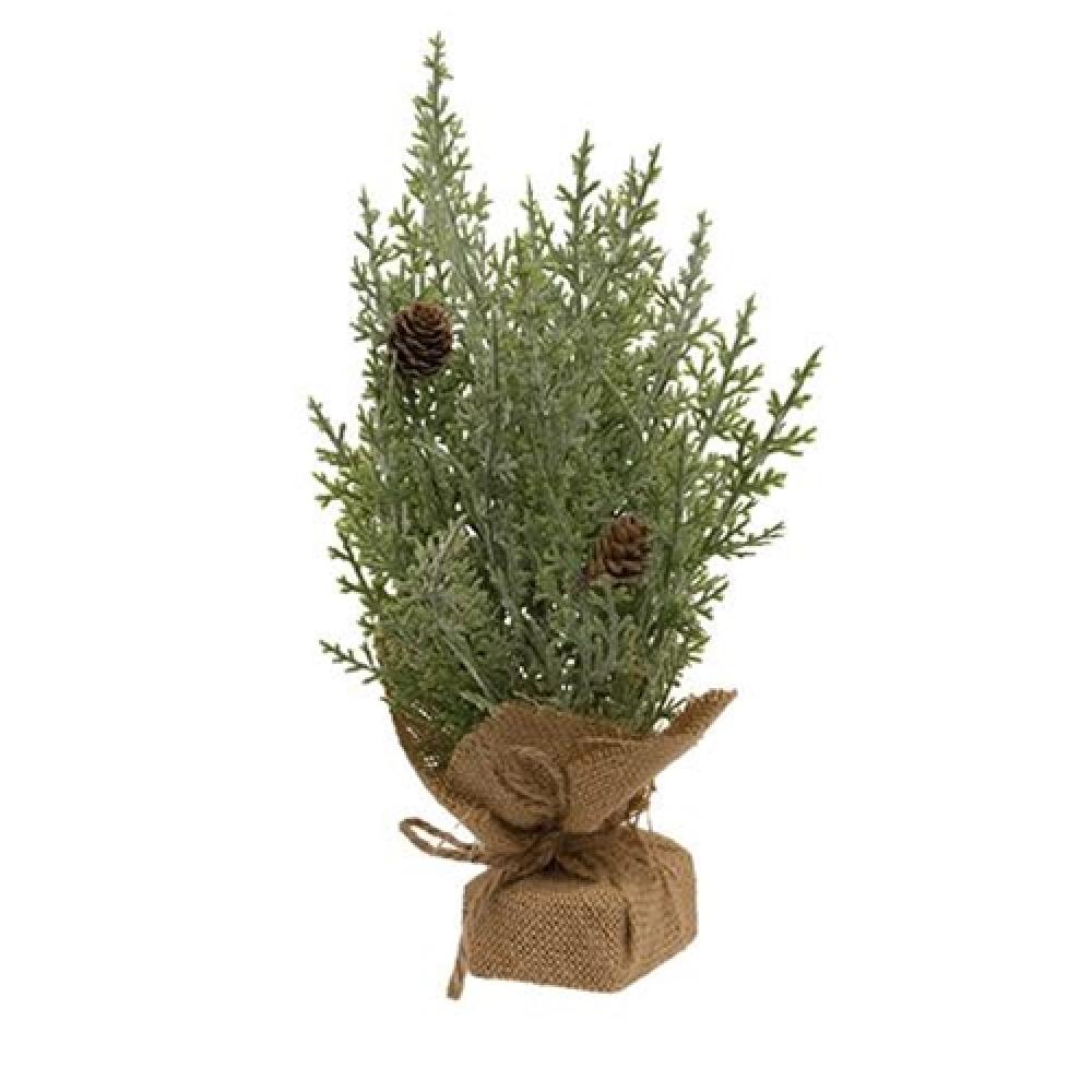 12 Inch Frosted Woodland Cedar Tree with Burlap Base - Perfect for Christmas Decor, Holiday Centerpieces & Winter Home Decor