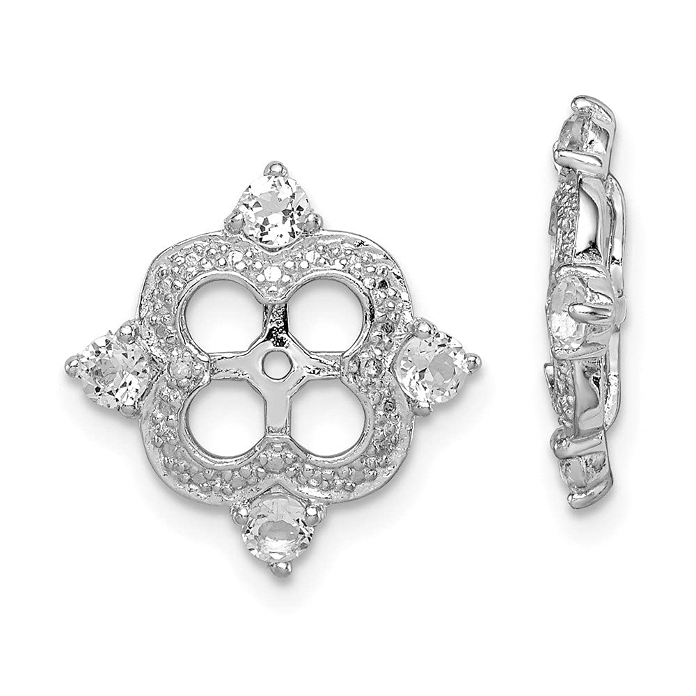14K Sterling Silver Rhodium Plated Gemstone & Diamond Earring Jackets for Women | Elegant Wedding, Party & Evening Wear Jewelry