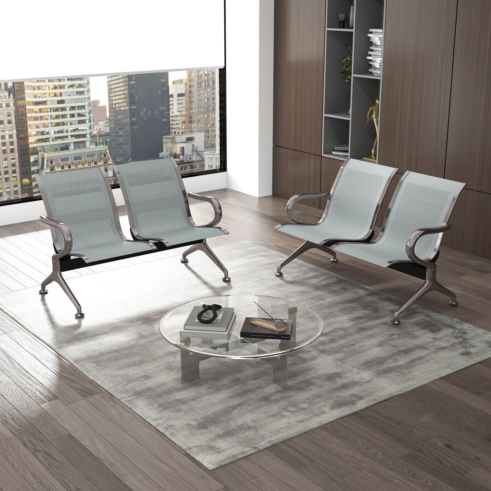 kinbor 2-Piece Waiting Room Chairs Set - Comfortable Airport Lounge, Salon, Office & Reception Furniture with Armrests - Perfect for Waiting Areas, Lobbies & Public Spaces