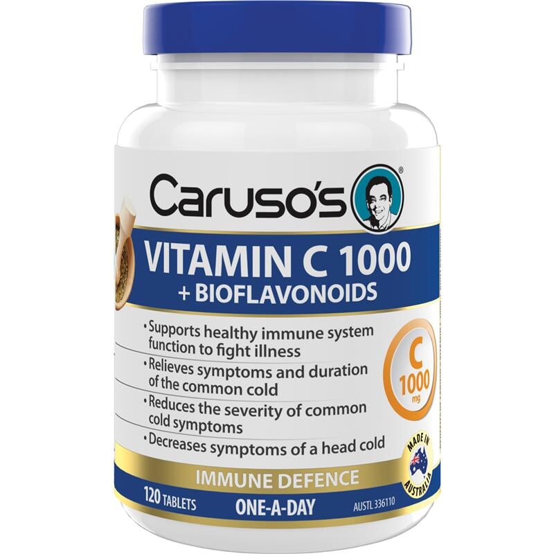 Carusos Vitamin C 1000mg with Bioflavonoids - Immune Support Supplement for Adults - Boost Energy & Antioxidant Protection for Daily Wellness