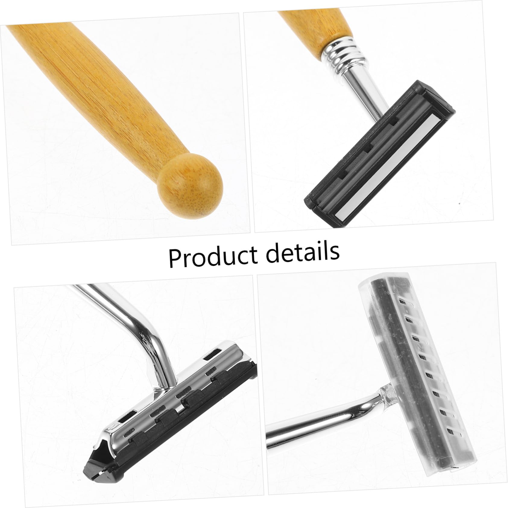 4 Pcs Stainless Steel Manual Beard Trimmer for Men - Adjustable Rotary Safety Razor with Aluminum Handle | Perfect for Grooming, Travel & Daily Shaving