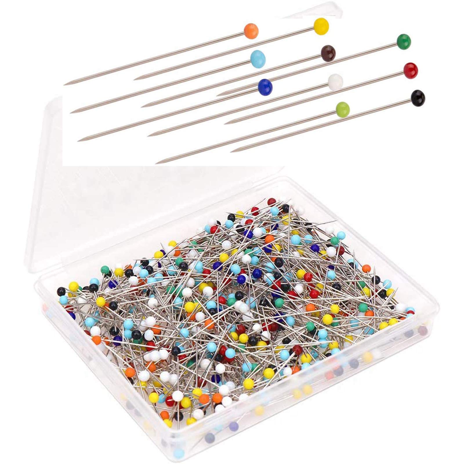 500 PCS 38MM Multicolor Glass Head Sewing Pins for Dressmaking & Jewelry Decoration