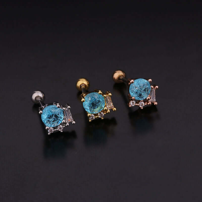 20G Colorful CZ Daith Conch Stud Earrings for Women | Hypoallergenic Body Jewelry | Perfect for Piercing, Parties & Everyday Wear - HSPJ248