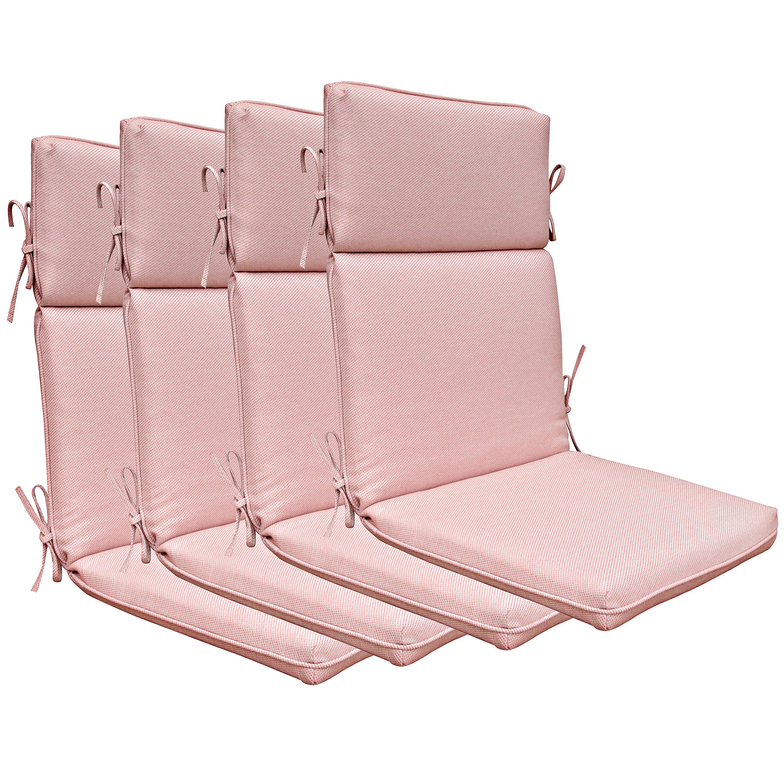 BOSSIMA High Back Chair Cushions Set of 4 - Indoor/Outdoor Replacement Patio Seat Cushions (Mixed Coral/White) - Waterproof & Comfortable - Perfect for Garden, Poolside, Deck, and Porch Relaxation