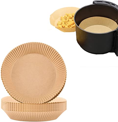200PCS Unbleached Air Fryer Parchment Paper - 6.3 Inch Round Non-Stick Baking Sheets for Oven, Microwave & Frying Pan | Disposable Liners Perfect for Baking, Roasting & Air Frying Healthy Meals