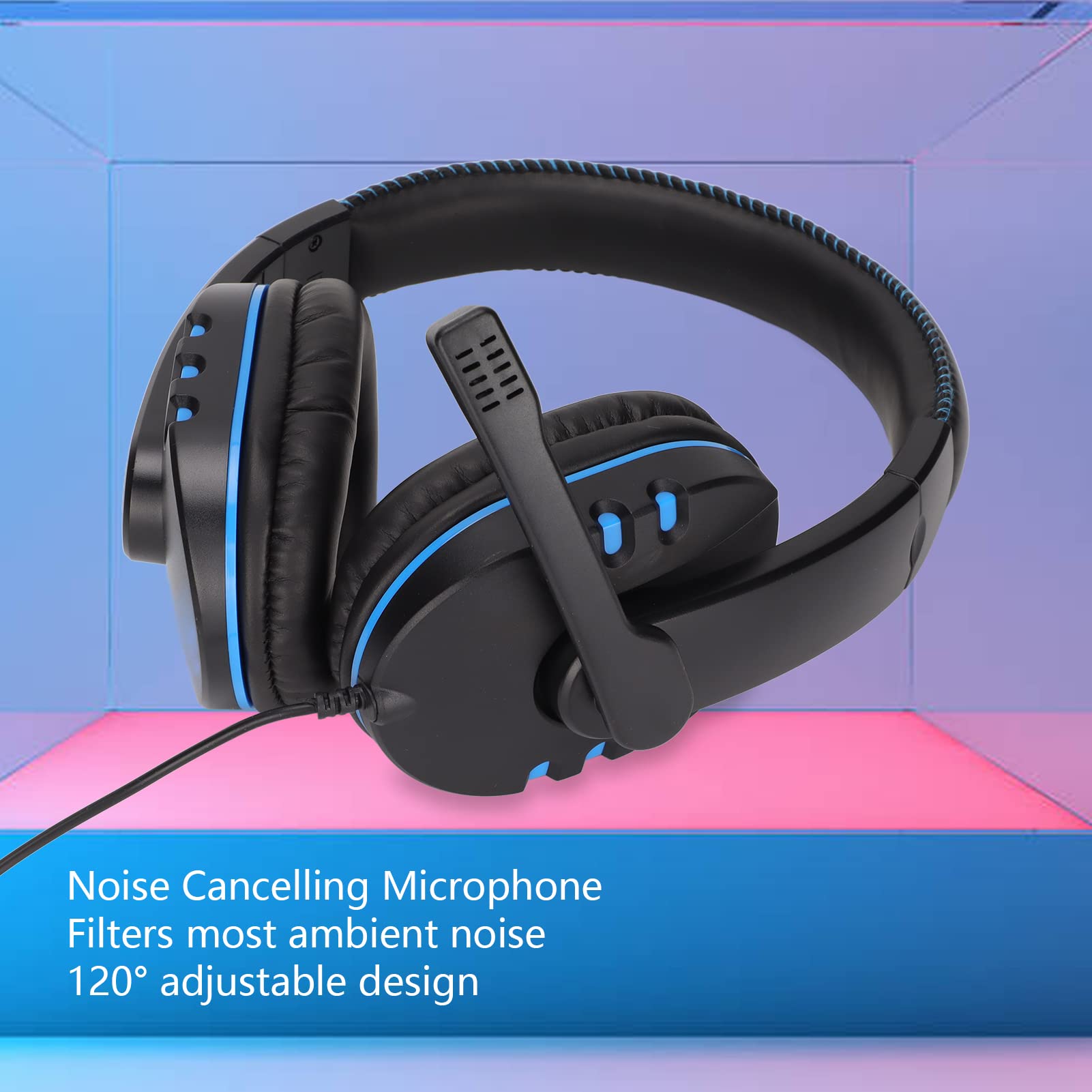 Hilitand Gaming Headset with Noise Canceling Mic - Over Ear Headphones with Stereo Bass Surround Sound, Soft Memory Earmuffs & 120° Adjustable Mic - 3.5mm Audio Jack for PS5, PC, Xbox - Perfect for Competitive Gaming & Online Chat
