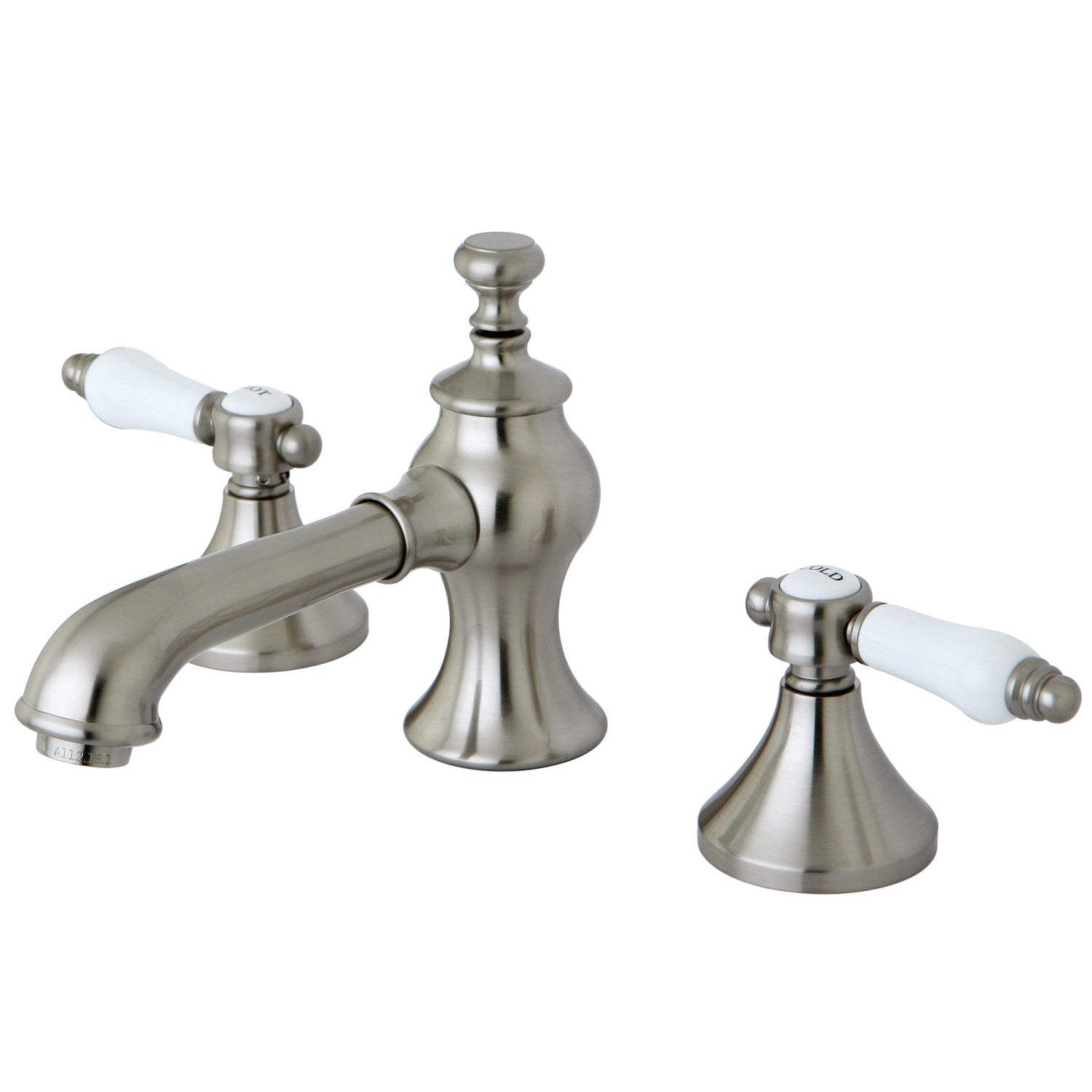 Bel Air KC7068BPL Brushed Nickel Widespread Bathroom Faucet - 2-Handle 3-Hole Deck Mount Sink Faucet with Brass Pop-Up Drain - Perfect for Modern Bathrooms, Powder Rooms & Guest Baths