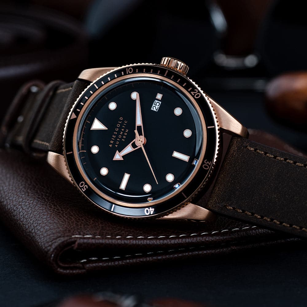 ARIES GOLD Black Sea G 9027 RG BKRG Men's Luxury Watch - Stylish & Durable for Business, Casual & Formal Occasions