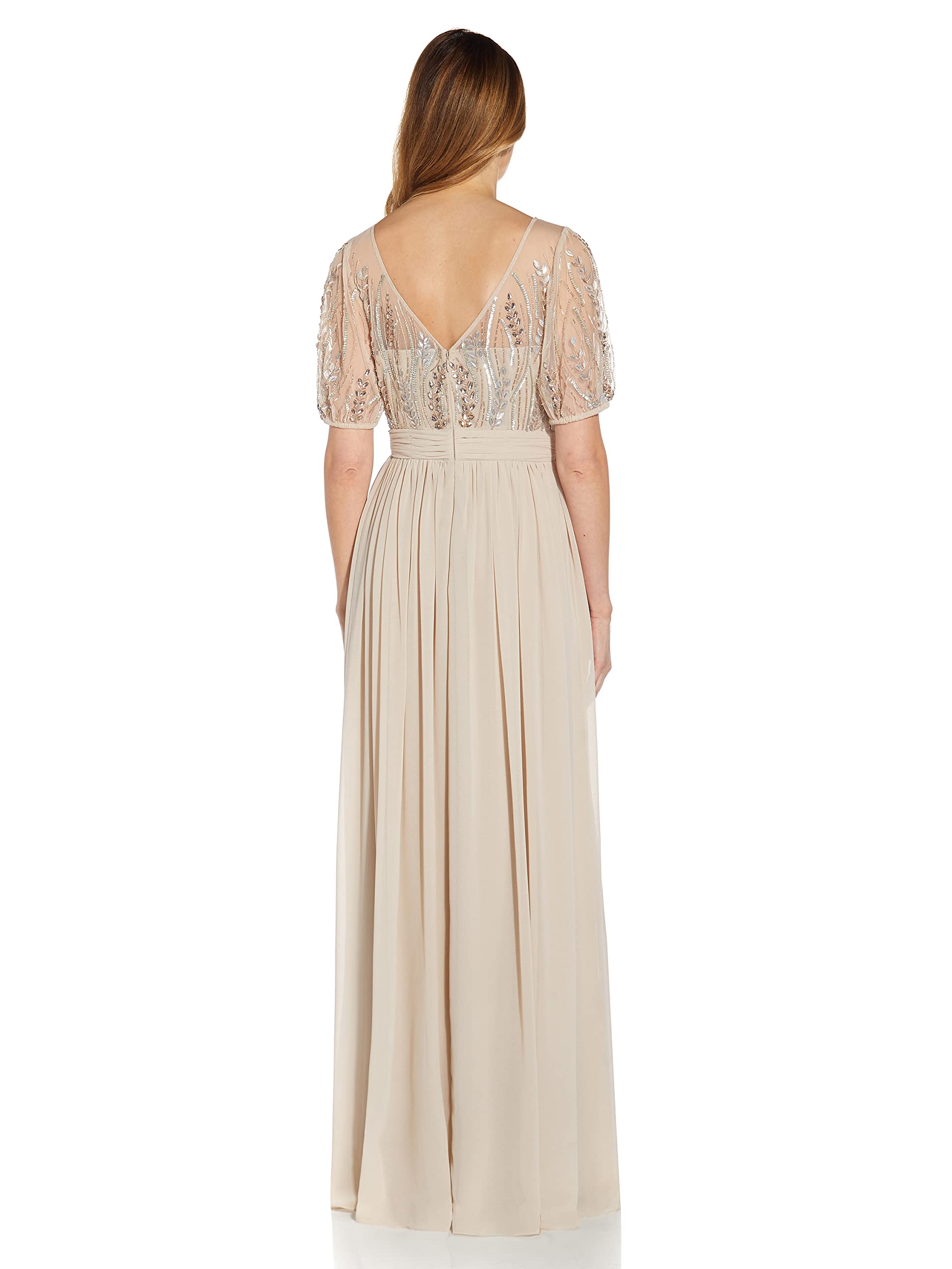 Adrianna Papell Women's Elegant Beaded Chiffon Evening Dress for Parties, Weddings & Special Occasions