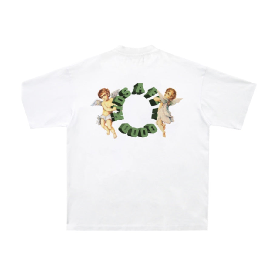 Cherub White Tee for Kids - Soft Cotton Graphic T-Shirt for Boys & Girls - Perfect for School, Playdates & Family Outfits