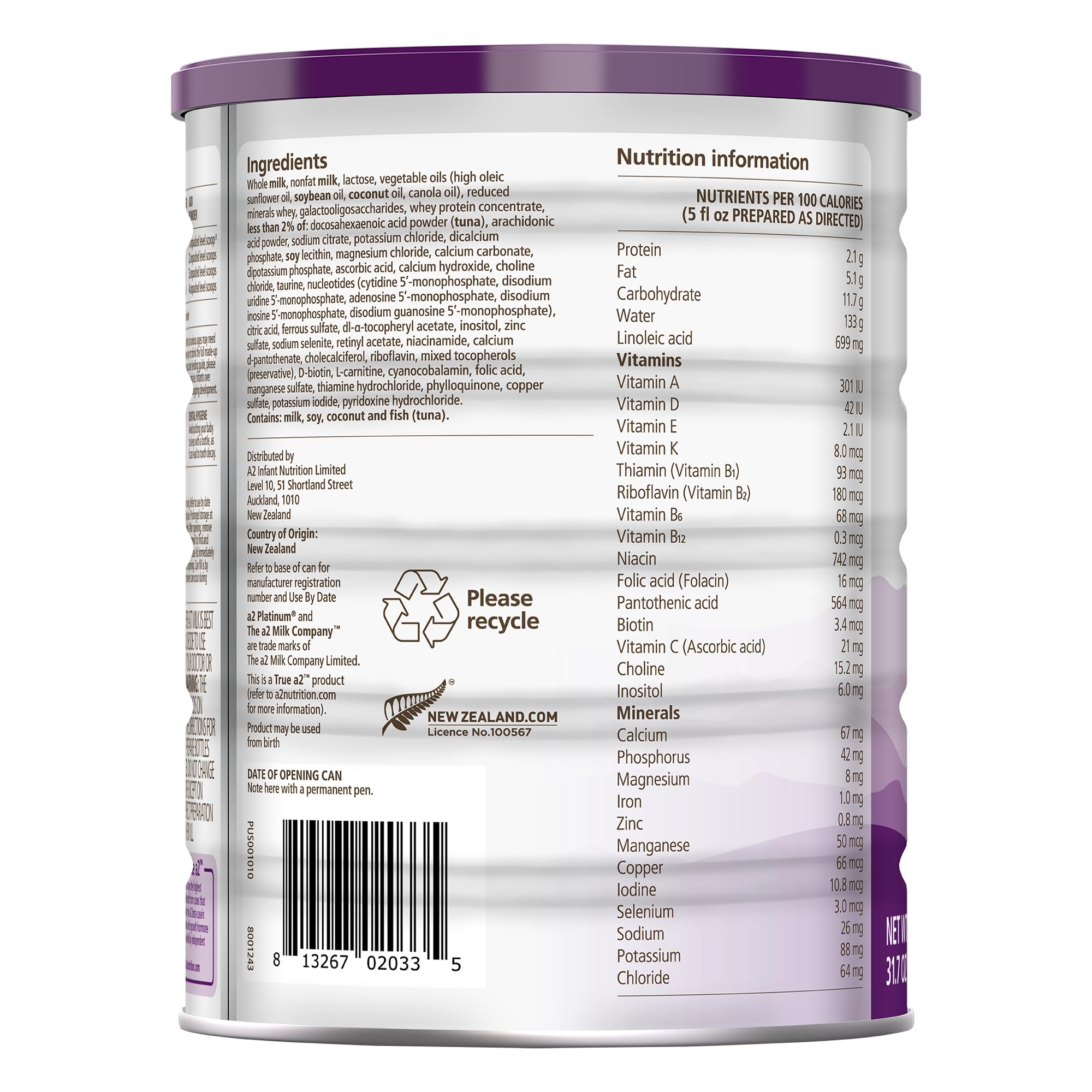 A2 Platinum Premium Infant Formula Powder for Babies 0-12 Months - Iron Fortified Milk-Based Nutrition with Pure A2 Milk - 31.7oz Can (6 Pack) - Ideal for Newborns, Daycare & Travel Feeding