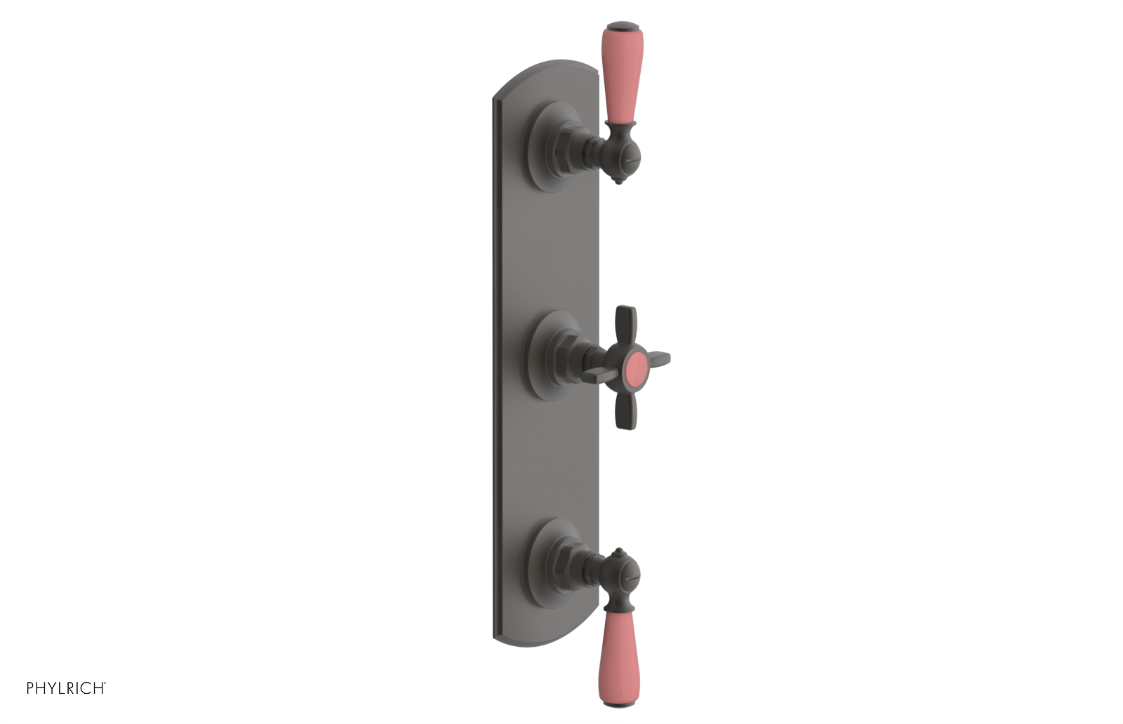 Jamestown Thermostatic Shower Valve with Dual Volume Control - Pink Accented Bathroom Fixture for Modern Home Renovation & Spa-Like Shower Experience