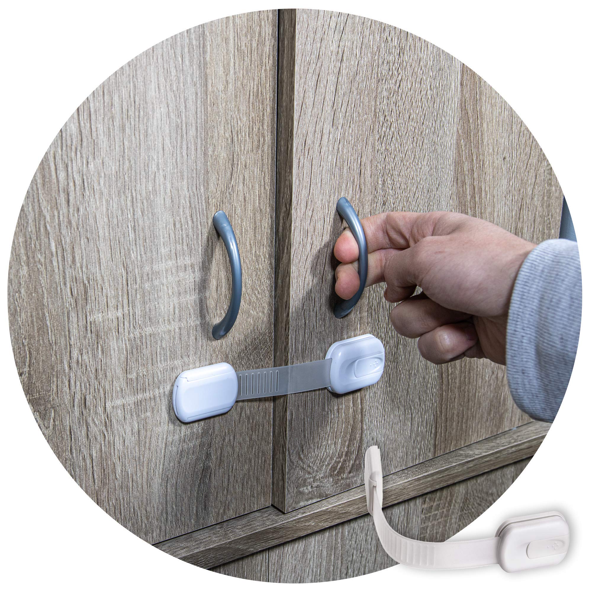 6-Pack Baby Safety Locks - No Drill Child Proof Cabinet Locks for Doors, Drawers, Fridge, Toilet & Dishwasher - 3M Adhesive Baby Proofing Locks for Cupboards, Trash Cans - Perfect for Childproofing Homes, Kitchens & Nurseries