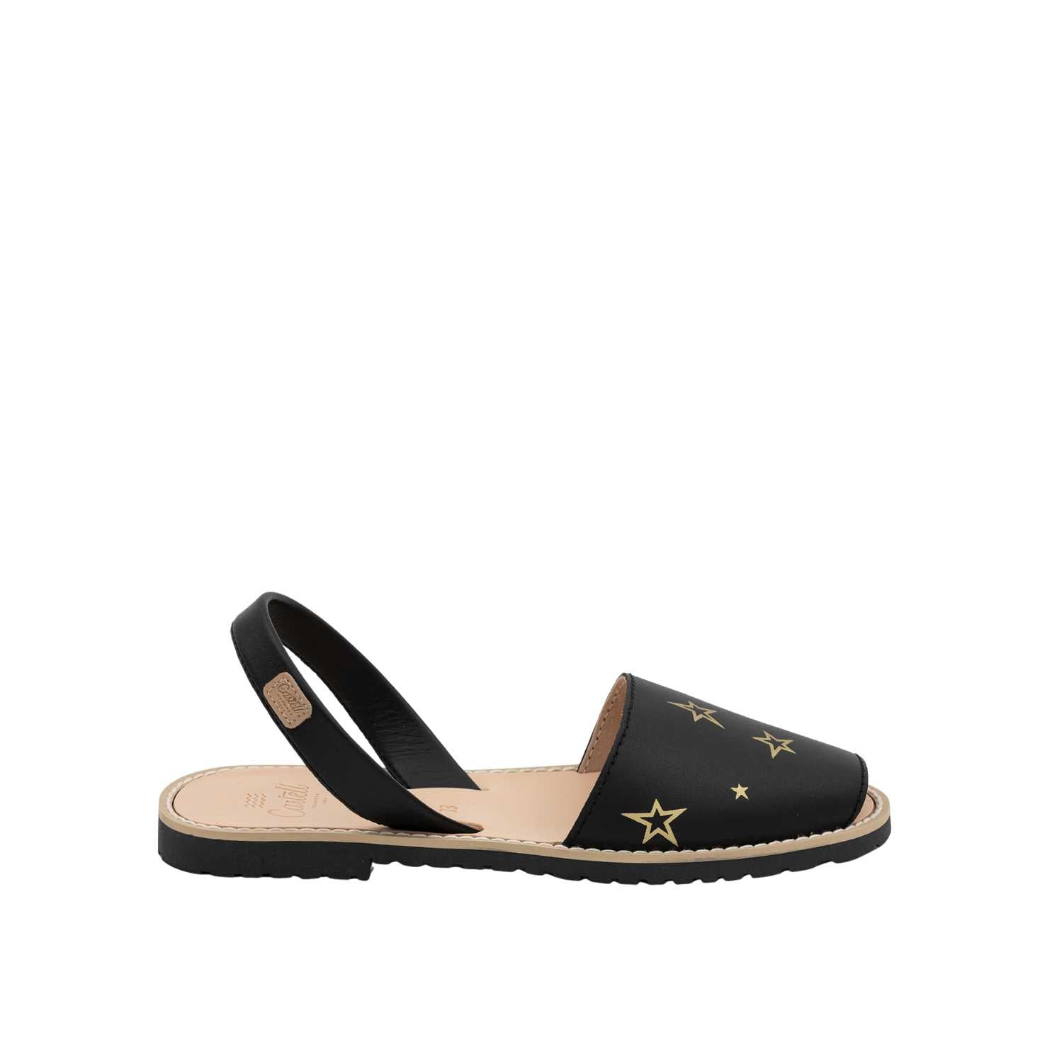 Open Toe Leather Menorcan Sandals for Women - Madonna 1056 Ciervo Estrellas with Sling Back | Comfortable Summer Beach Walking & Casual Outfit