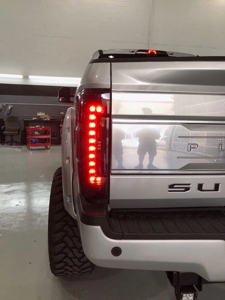Ford Super Duty F250 F350 F450 F550 2017-2019 LED Tail Lights - Smoked OLED Replacement for OEM - Upgrade Your Truck Lighting for Night Driving & Enhanced Visibility