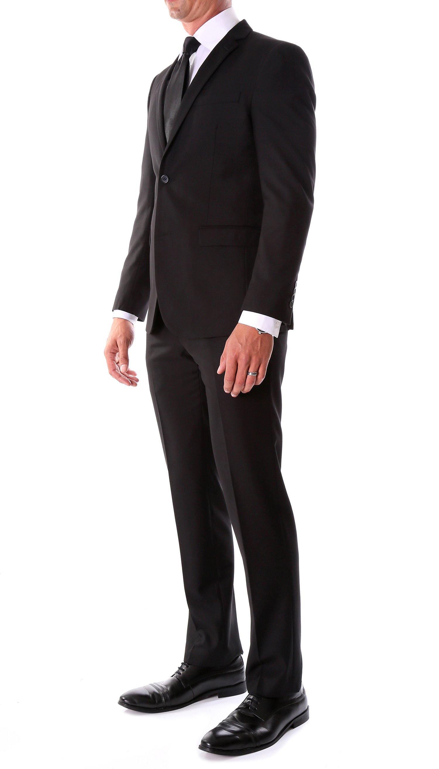 Oslo Collection Slim Fit 2-Piece Suit for Men - Classic Black Business Suit | Perfect for Weddings, Office & Formal Events