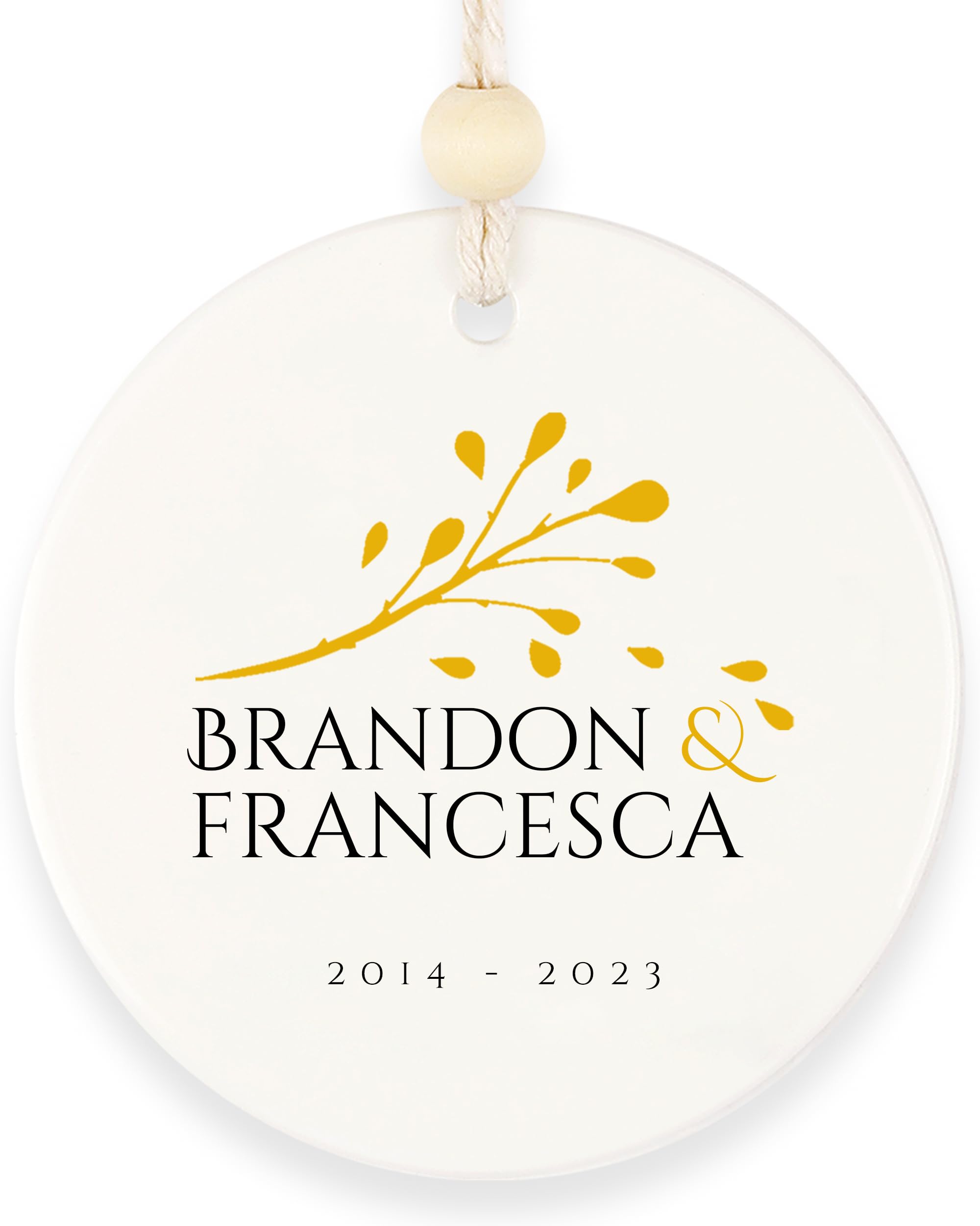 Personalized 9th Wedding Anniversary Pottery Gift for Couples - Custom Name Keepsake for Him or Her - Christmas Tree Ornament & Valentine's Day Decoration - Perfect for Romantic Celebrations & Home Decor