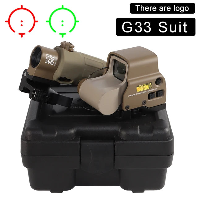 Tactical G33 G43 3X Magnifier Sight Scope & G45 5X Magnifier - Flip to Side Mount for 558 556 553 Holographic Reflex Red Dot Sights - Perfect for Hunting, Shooting Range & Tactical Training