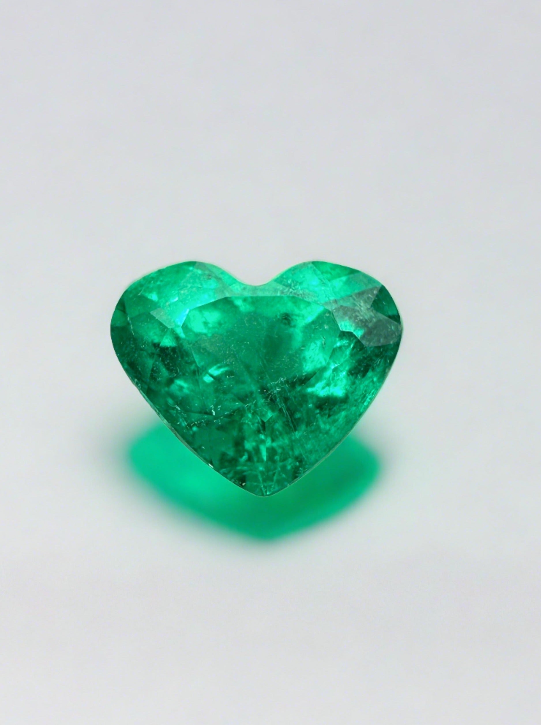 1.62 Carat VS Clarity Natural Green Colombian Emerald Heart Cut Loose Gemstone for Jewelry Making, Engagement Rings & Custom Pendants