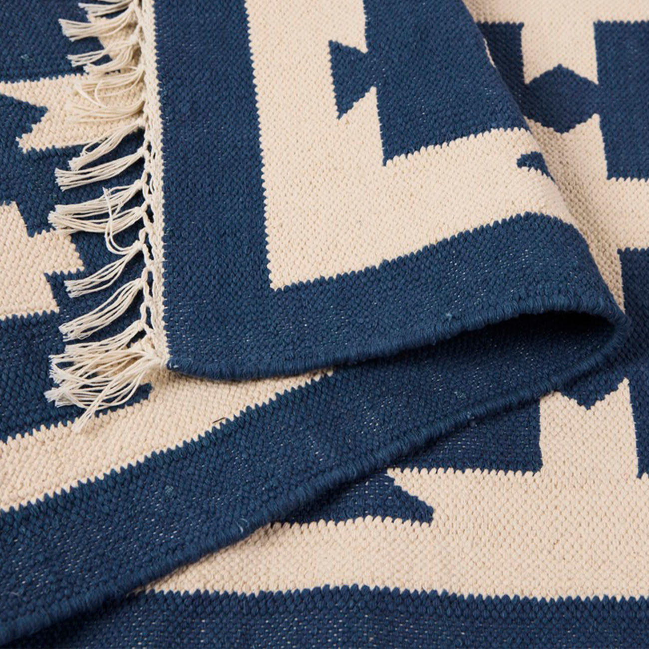 Chunky Cotton Area Rug in Inky Blue - Soft and Durable for Living Room, Bedroom, or Nursery Decor