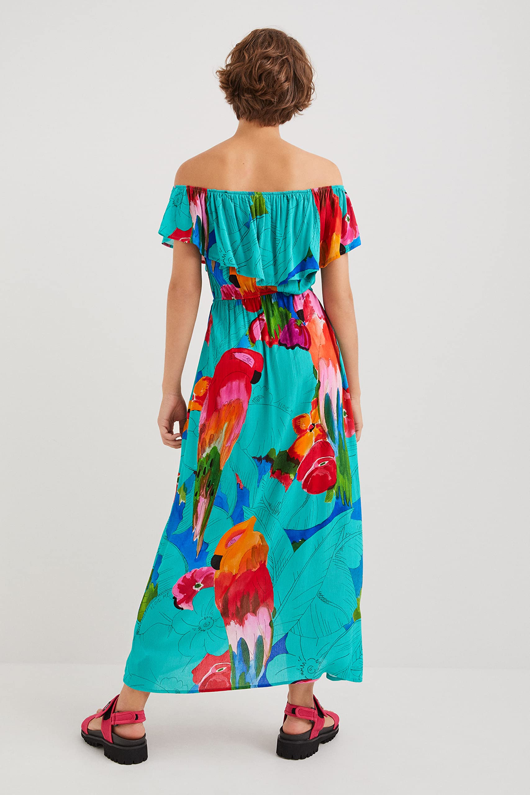 Desigual Women's Summer Floral Dress - Lightweight Short Sleeve Casual Sundress for Beach, Vacation & Date Night Outfits