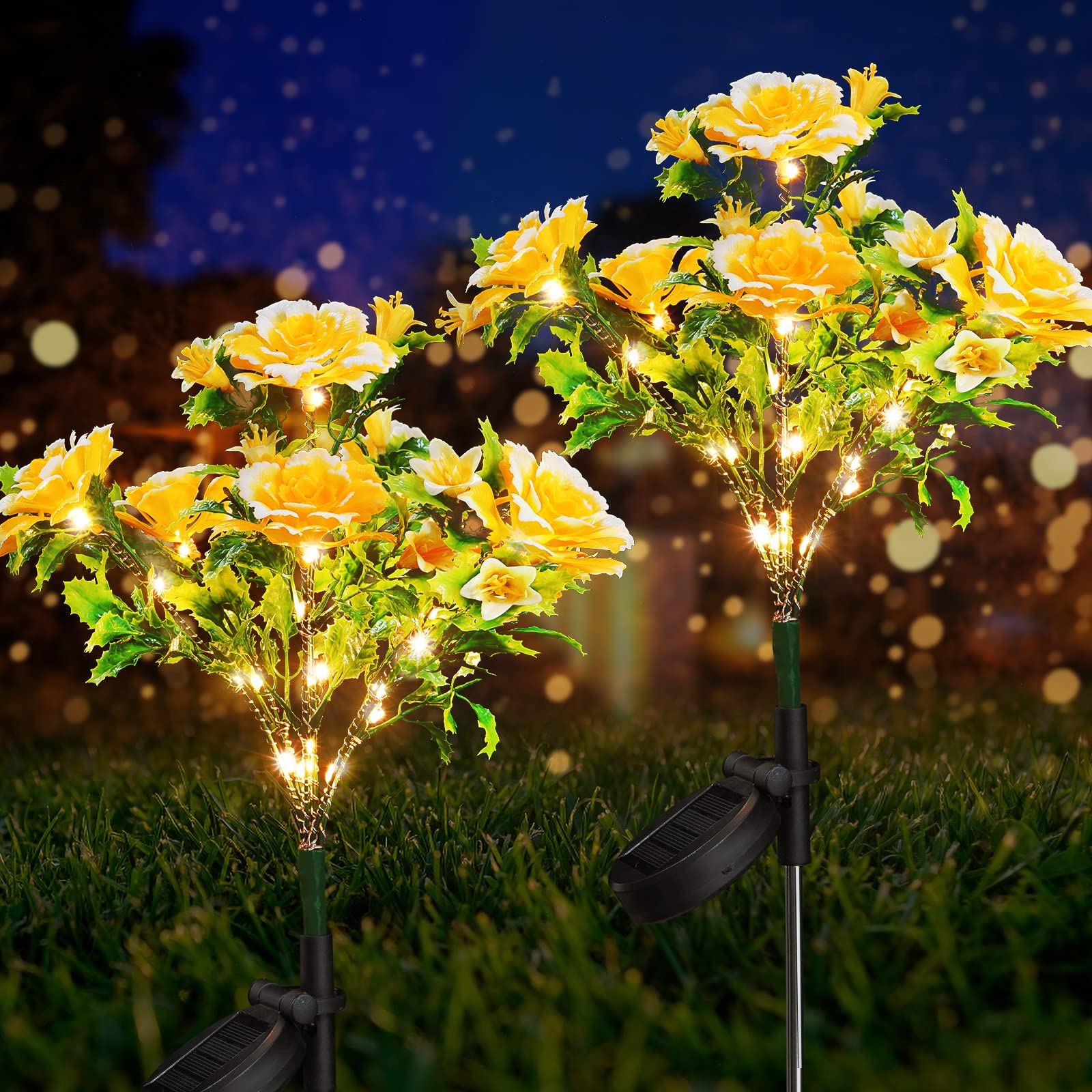 Solar Garden Lights with Carnation Flower - Waterproof IP65 for Outdoor Decor & Gifts
