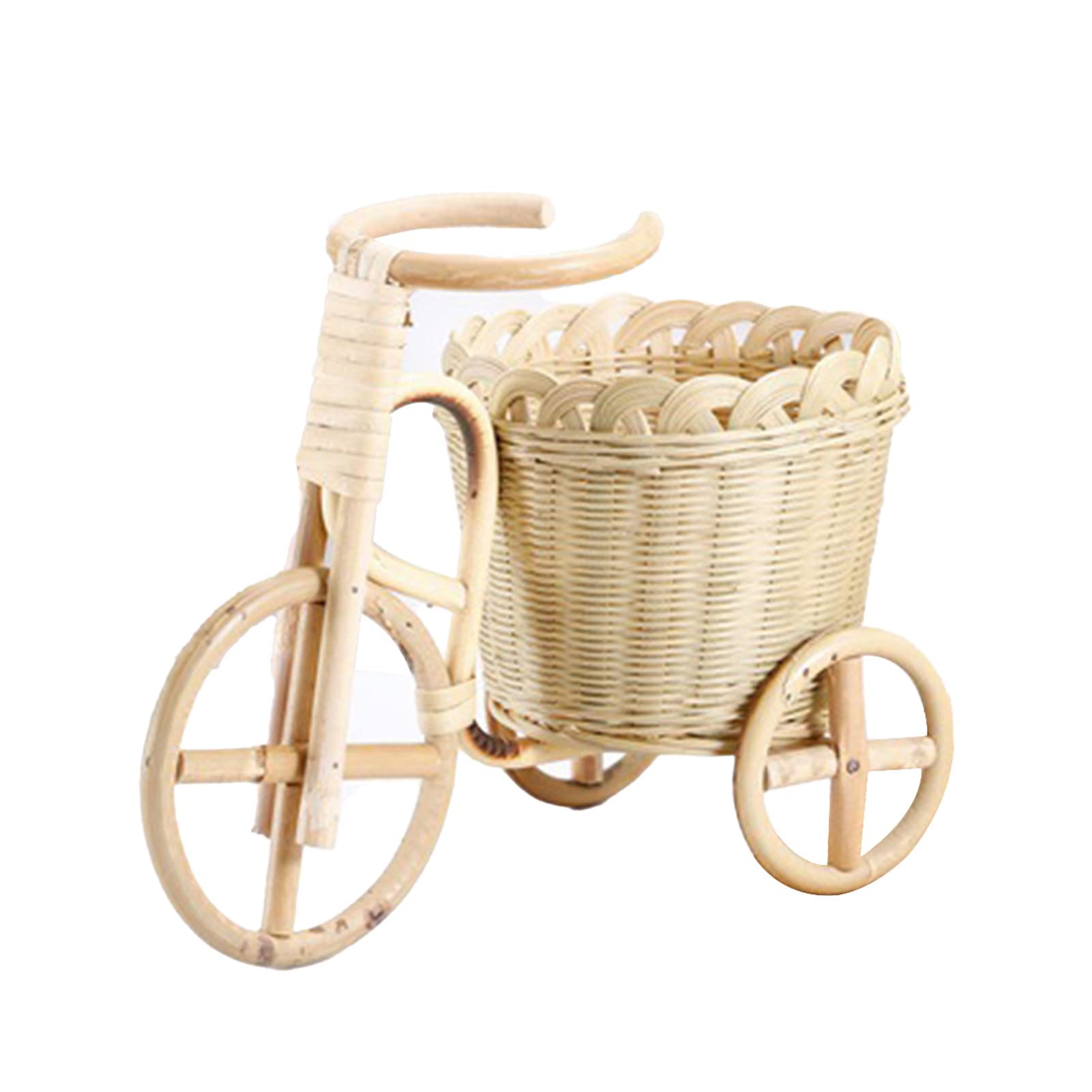 Handmade Bamboo Bike-Shaped Wicker Storage Basket - High Load Bearing Food Serving Basket for Bread, Fruits & Home Decor | Perfect for Kitchen Organization, Picnics & Rustic Table Settings