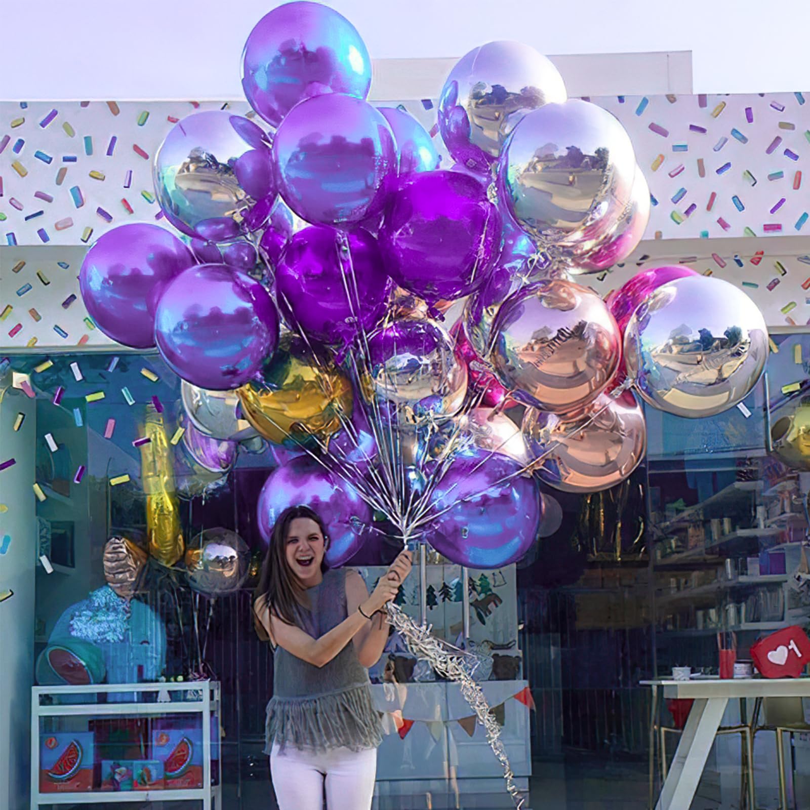 PartyWoo 6-Pack 22 Inch Giant 4D Pearl Purple Foil Balloons - Large Round Mylar Balloons for Birthday Party Decorations, Wedding Decor, Baby Shower & Anniversary Celebrations - Elegant Metallic Balloon Set for Indoor/Outdoor Events