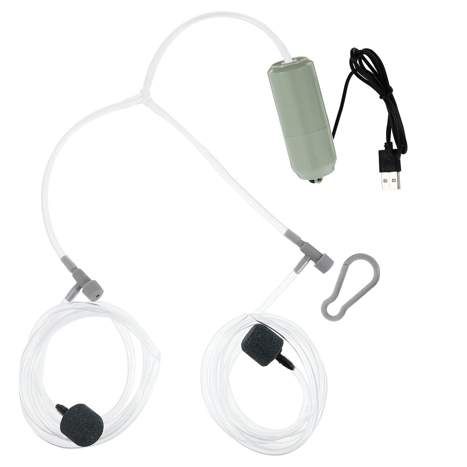 Mini Aquarium Air Pump Dual Outlet - Fish Tank Aerator for Small Fish Bowls & Tanks (White) - Perfect for Home & Office Aquariums