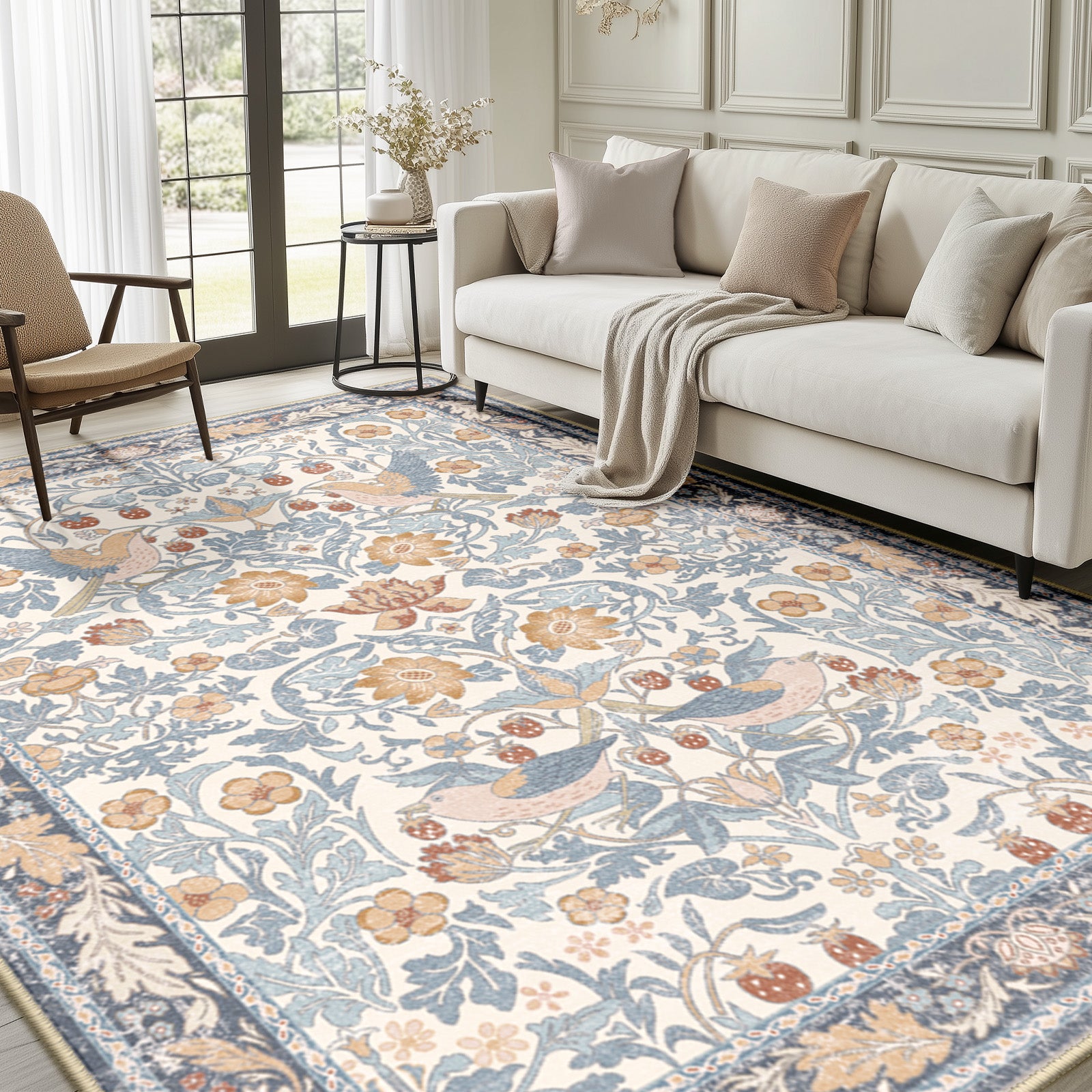 Custom Washable Printed Carpet Runner - Non-Slip Rug for Living Room, Bedroom, Hallway - Meadow Design Home Decor